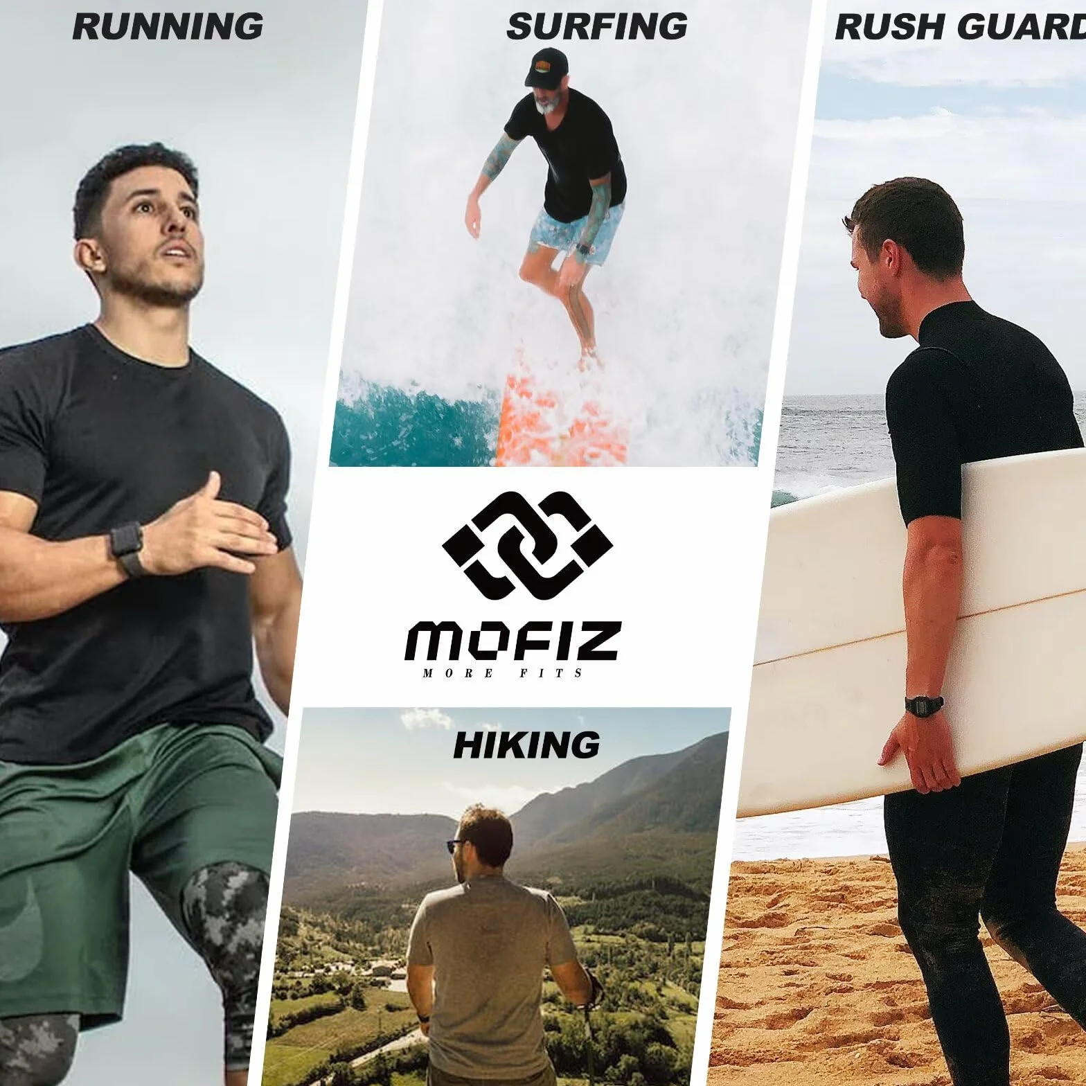 MoFiz Camiseta Anti UV Hombre Rashguard Secado Rápido Manga Corta Transpirable Surf Correr Natación