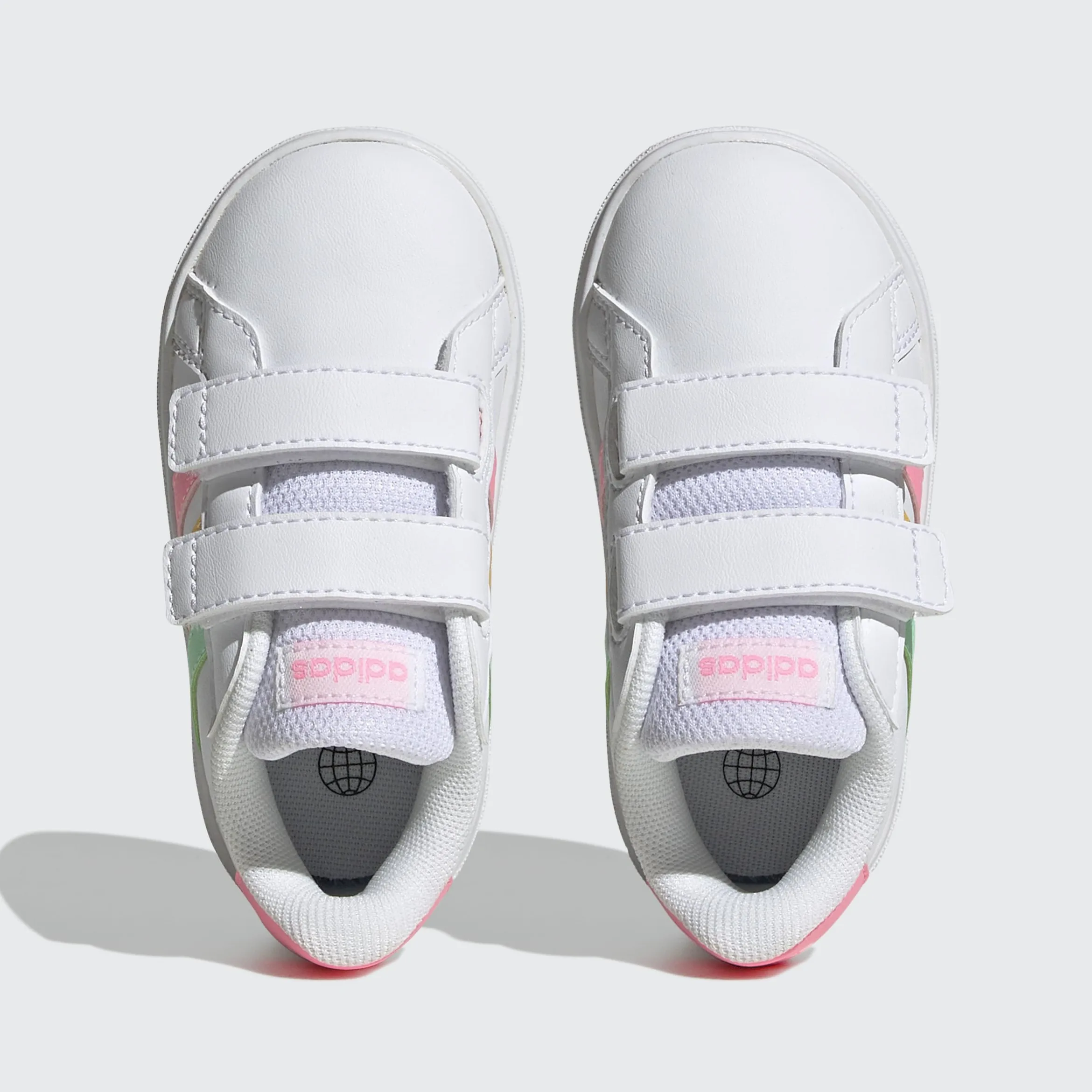 adidas Grand Court Lifestyle Hook And Loop Shoes, Sneaker Niños, Ftwr White Pulse Mint Beam Pink, 27 EU