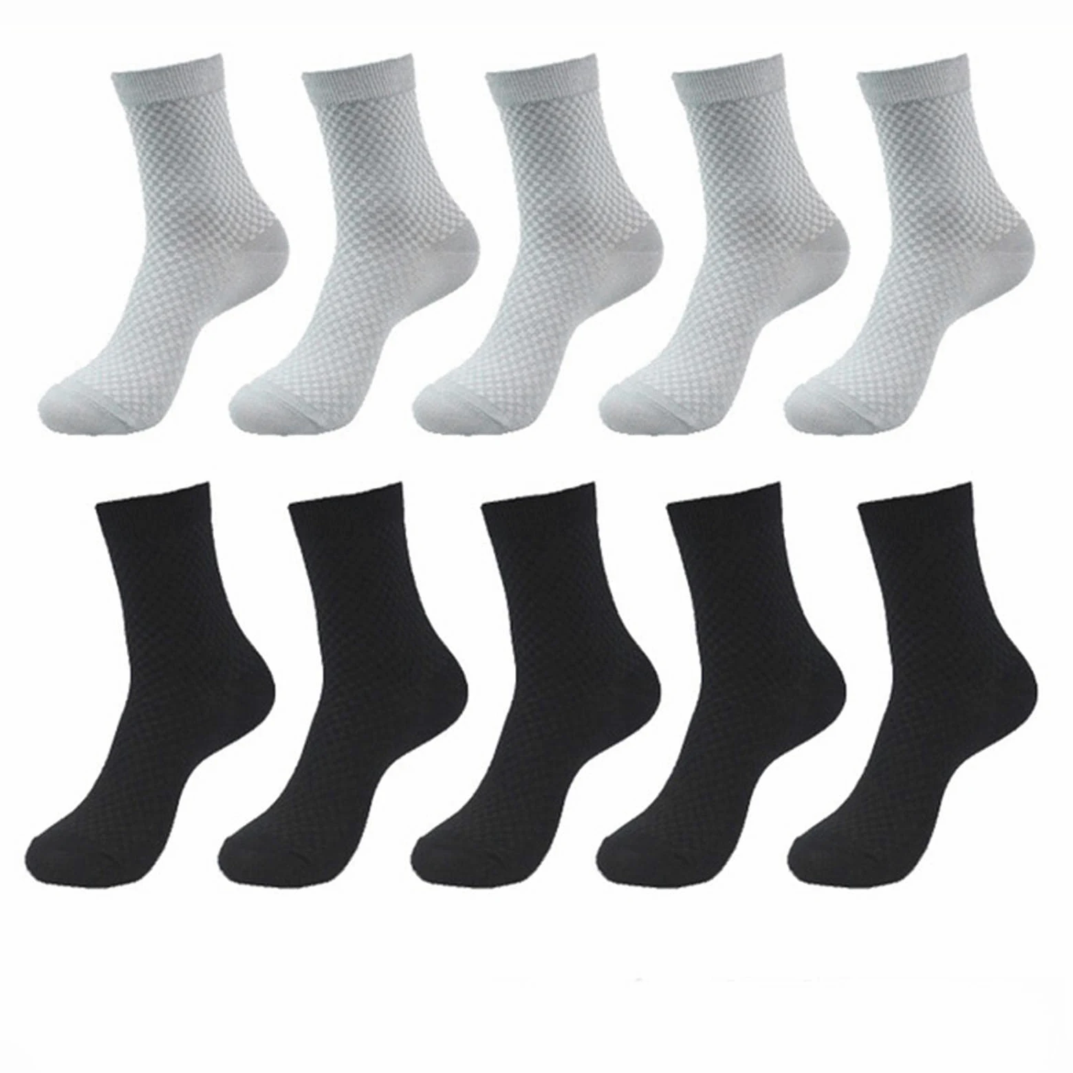 UKKO Calcetines de Hombre 10 Pares De Calcetines para Hombres De Fibra Transpirable De Calcetines Desodorantes Hombres Largo Tamaño Grande EUR 38-46-5Black 5Light Grey,EUR 43-47(Us 9-13)