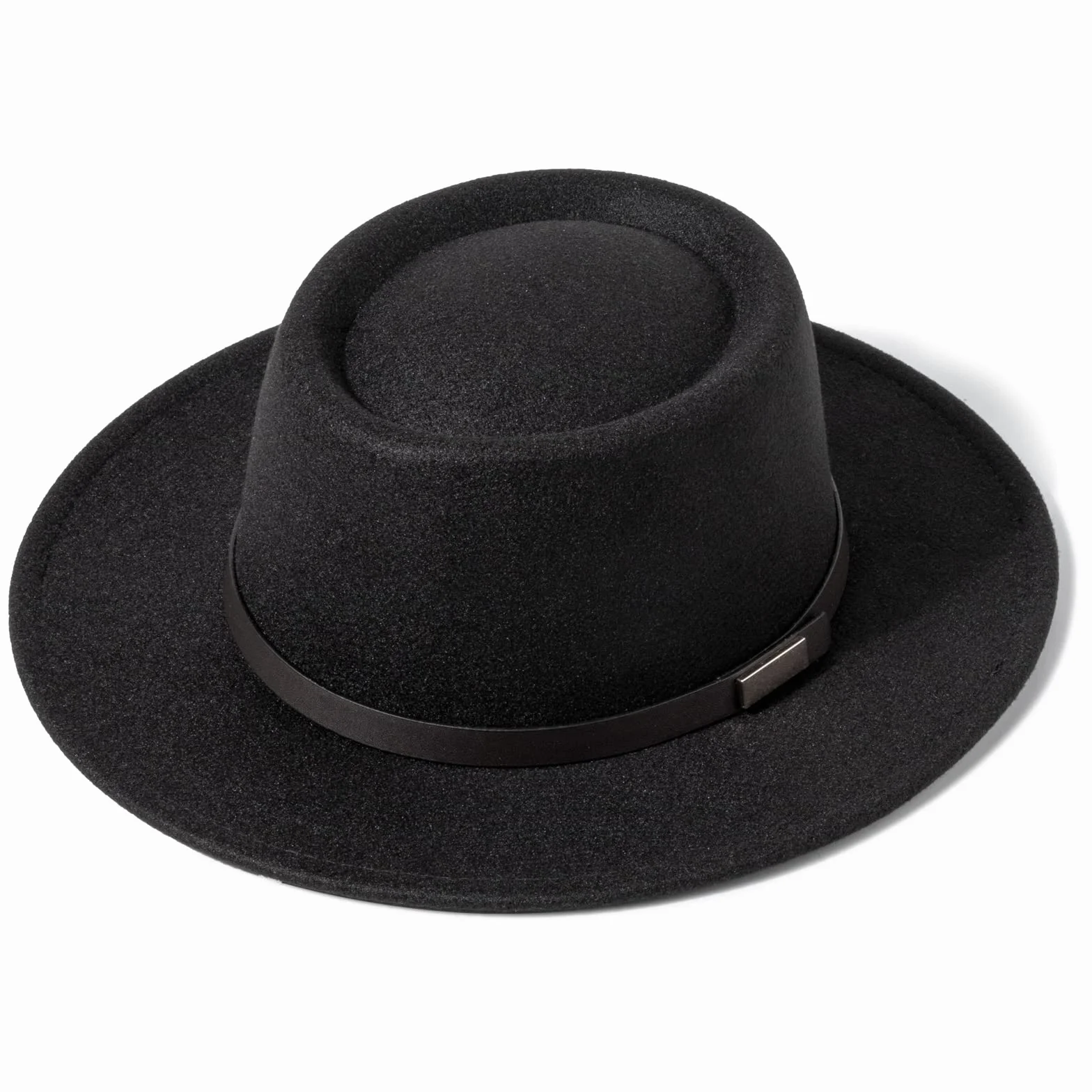 DRESHOW Sombrero de ala ancha Fedora para mujer Hebilla de cinturón Retro Panamá Floppy Hat