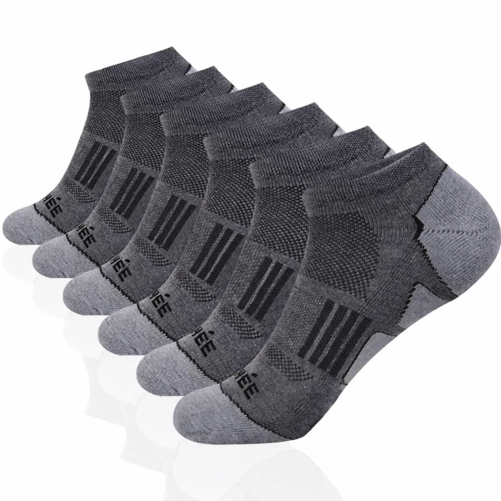 JOYNÉE Calcetines deportivos para correr para hombre, 6 unidades, acolchados, de corte bajo, Grey 1(6 Pares), Shoe Size: 6-12