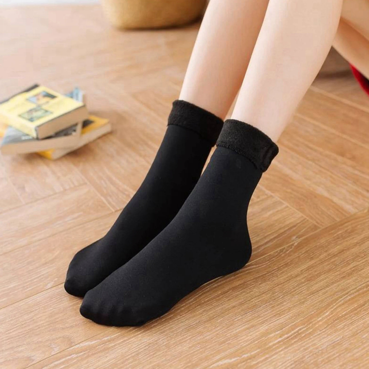 Calcetines De Invierno Para Mujer - Moda Negro 30 Pares Calcetines De Piso De Terciopelo Cálidos Para Mujer Otoño E Invierno Calcetines Suaves Elásticos Engrosados ​​Calcetines De Nieve Trans