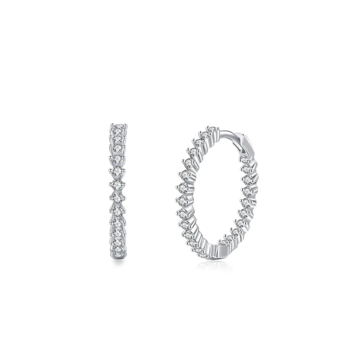 Pendientes de aro de oro blanco 750 585 375 de oro auténtico para mujer, pendientes de aro para mujer, pendientes de aro elegantes con círculo redondo Moissanite, pendientes de boda sin níquel
