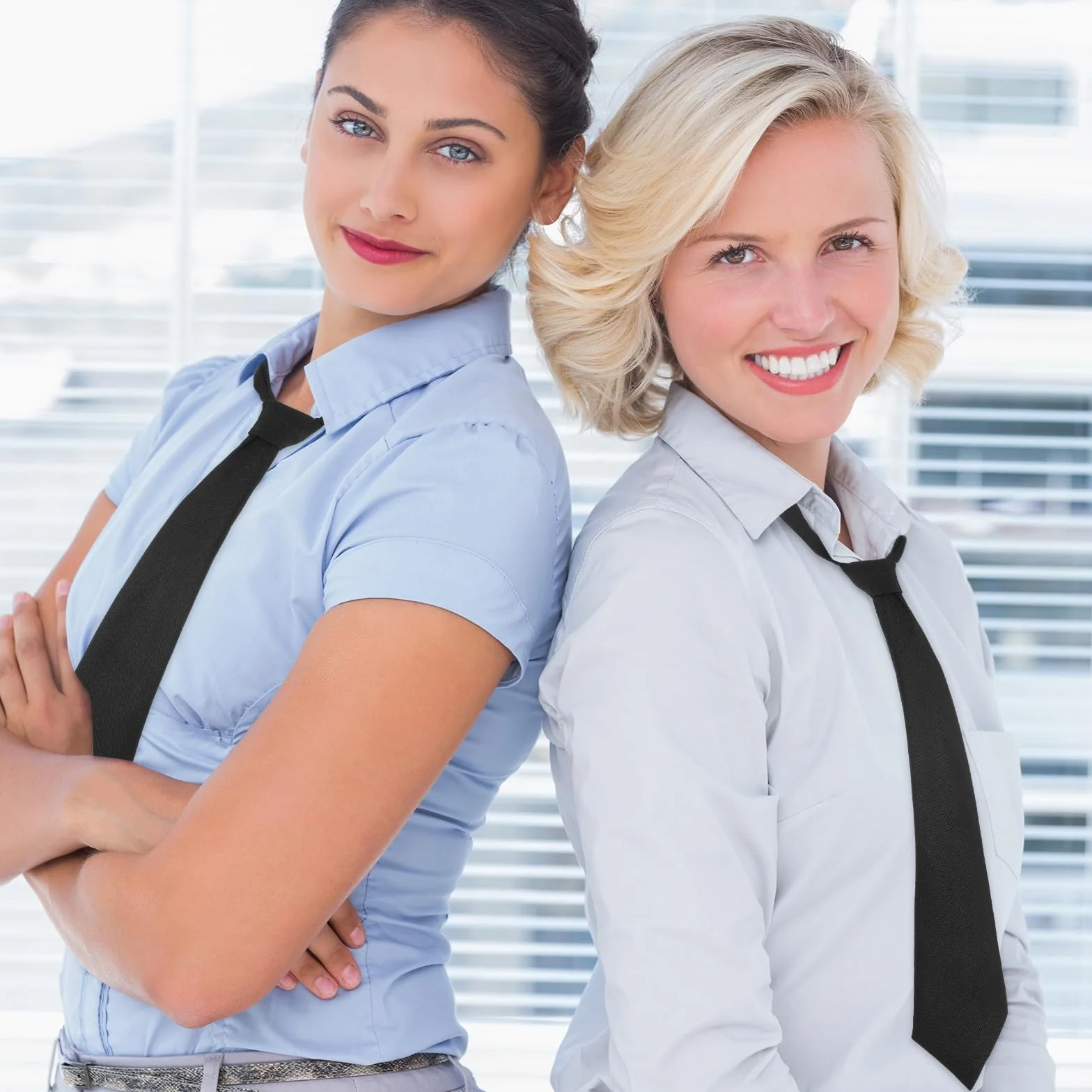 Corbatas negras para mujeres 13 pulgadas preatadas ajustables para uniformes escuela negocios