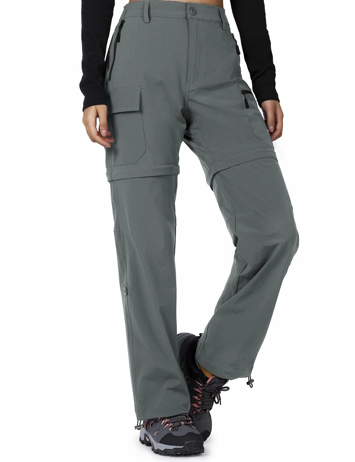 Cycorld Pantalones de Senderismo para Mujer, Convertible Secado Rápido Stretch Ligero Cremallera Fuera Pantalones con 5 Bolsillos Profundos