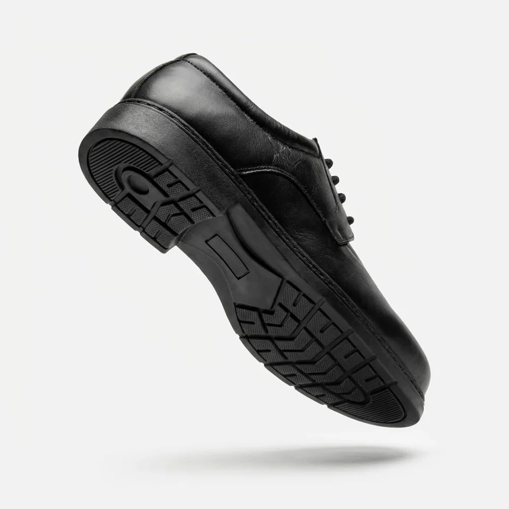 Zapatos de vestir de cuero para hombre con cordones estilo Derby | Diseño formal de puntera redondeada, tacón bajo y suela cosida para oficina, bodas, ceremonias y eventos elegantes