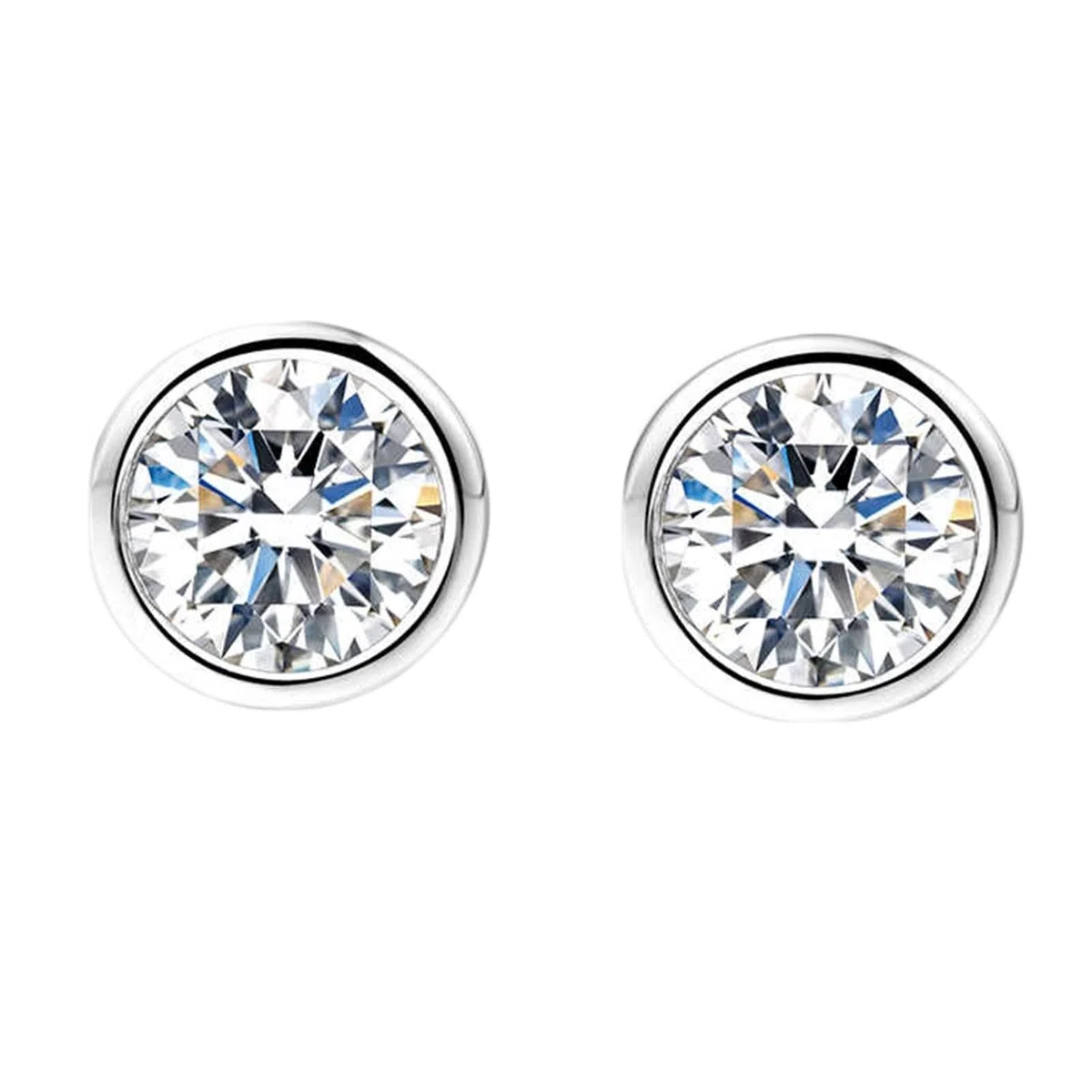 Pendientes de fiesta, aretes de tuerca para mujer, simples con diamantes de forma redonda, oro blanco de 9 quilates, 14 y 18 quilates