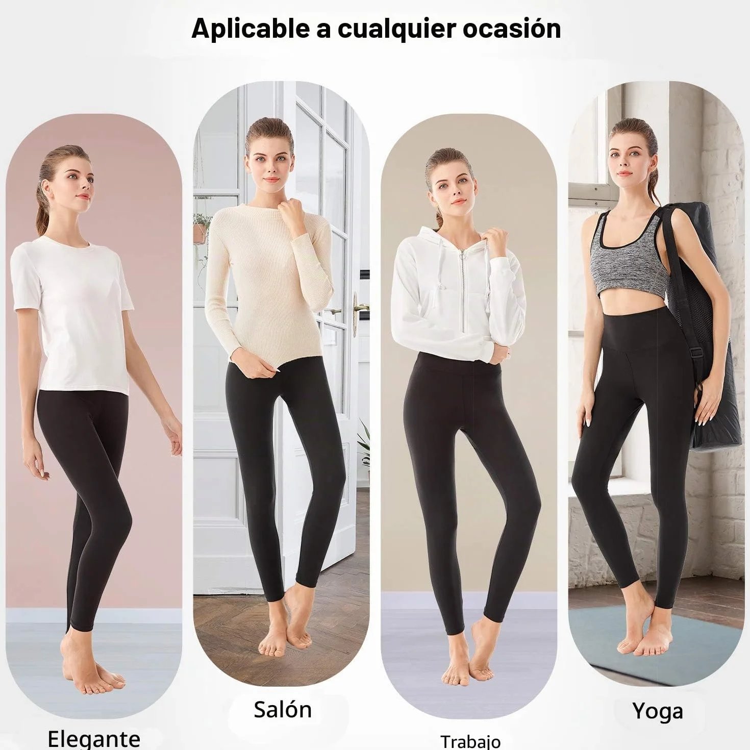 SINOPHANT Leggings Mujer Cintura Alta Control Abdomen Opacos Elásticos Suaves