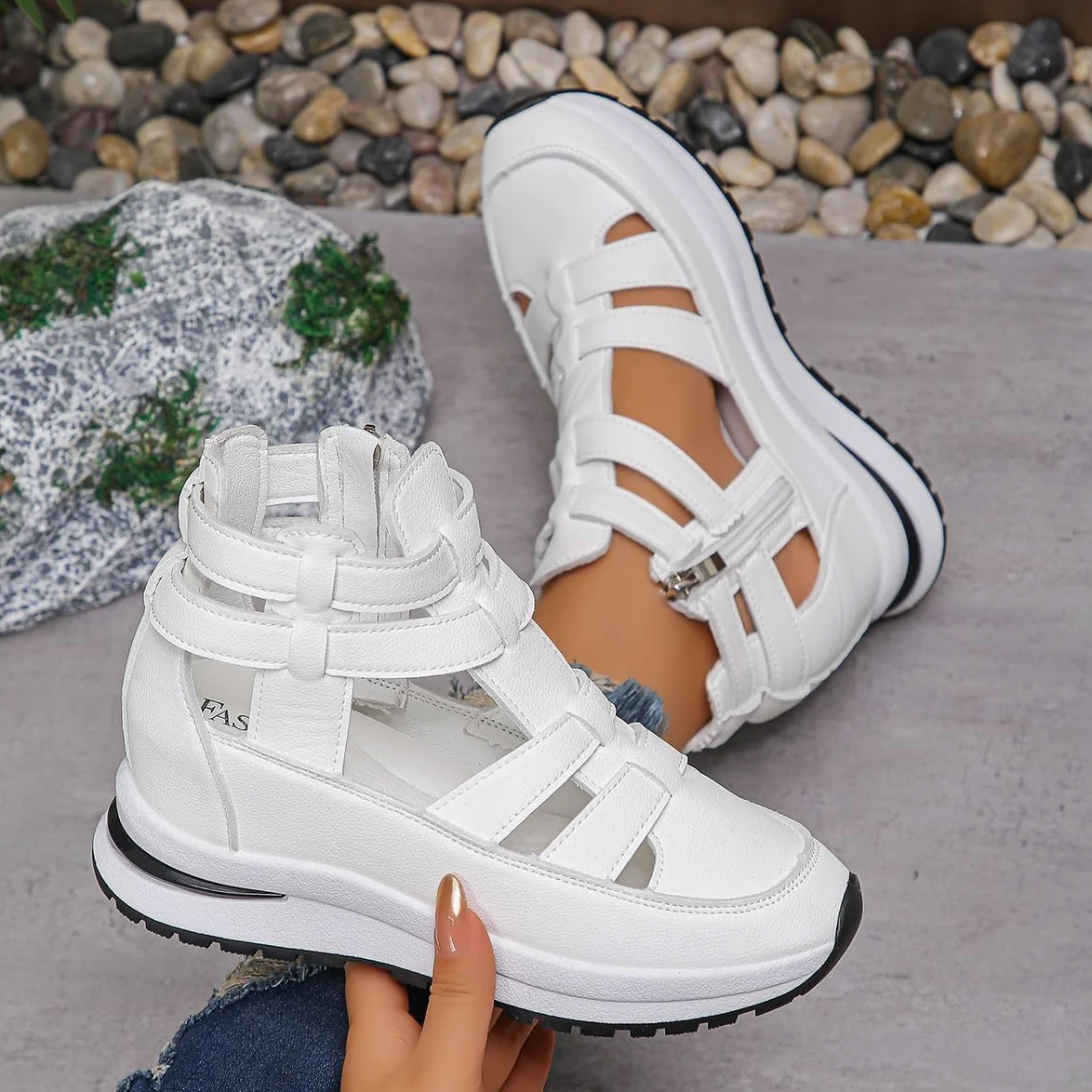 Sandalias para mujer, transpirables, sandalias de tacón para mujer, sandalias de punta cerrada, sandalias romanas de gladiador de verano
