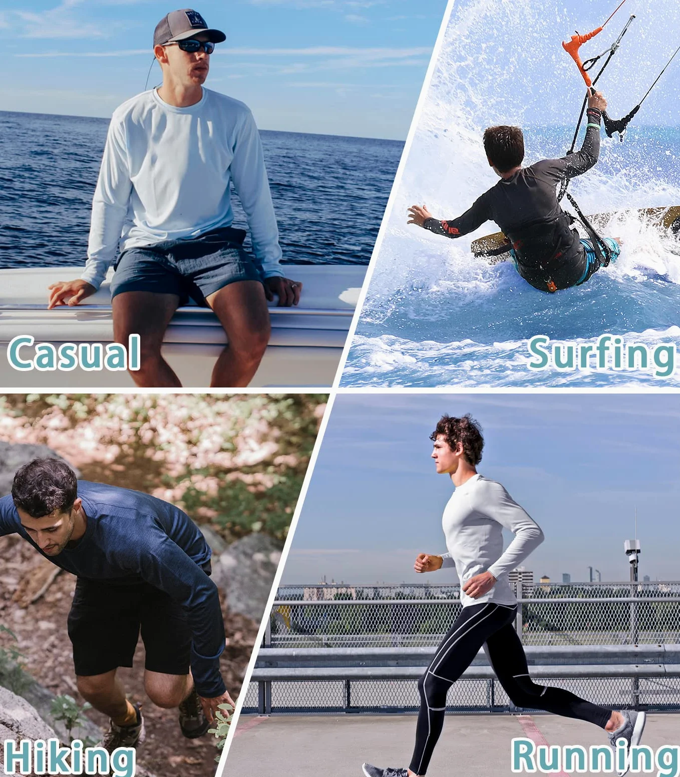 NORTHYARD Sudadera con capucha UPF 50+ para hombre, manga larga, protección solar, pesca, natación, playa, protección UV, SPF de secado rápido, ligera