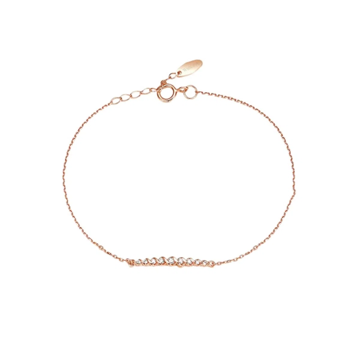 Pulseras de moda, pulsera de promesa redonda con diamante de 0,08 quilates, oro rosa, regalos de cumpleaños para mujer