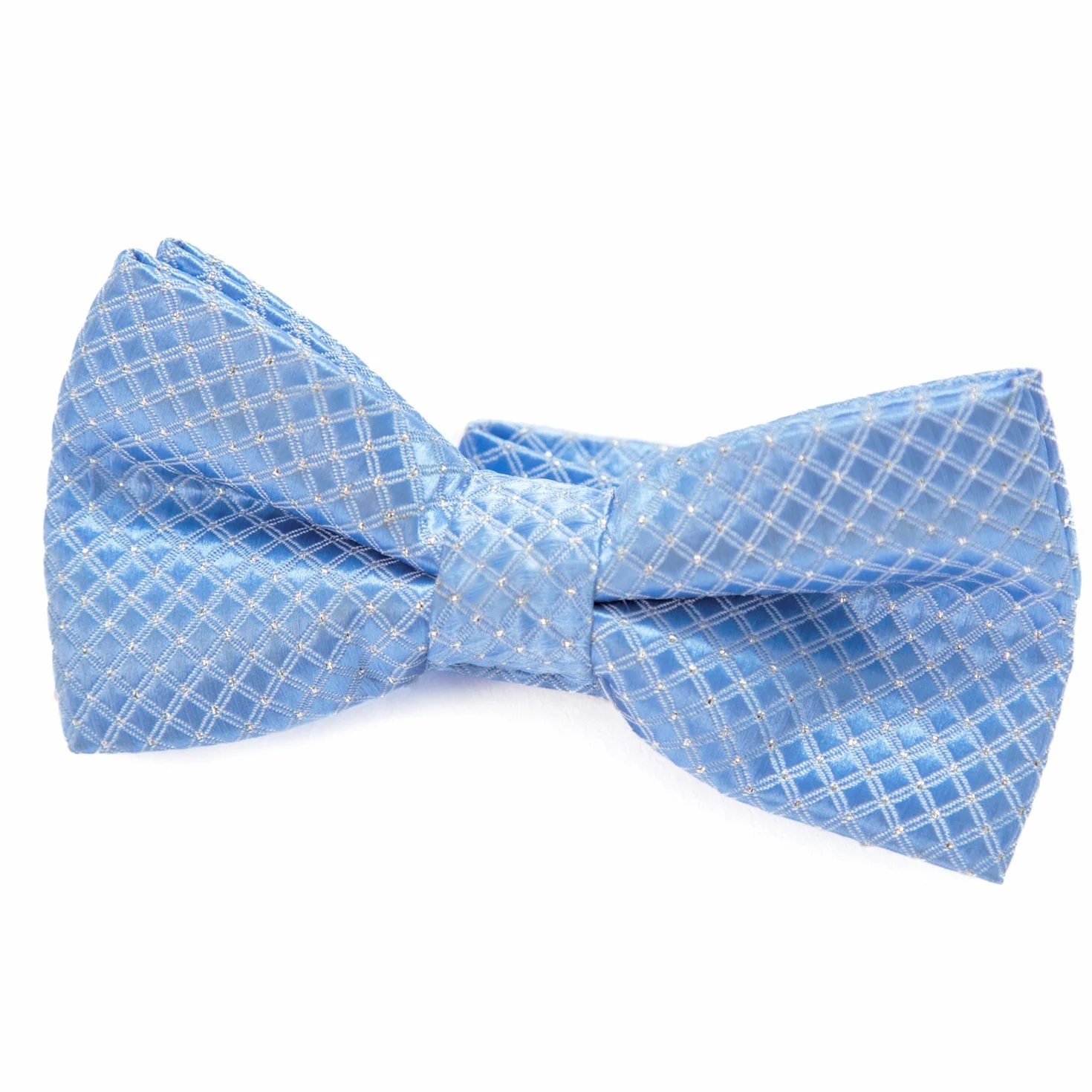 DonDon pajarita noble para niños ajustable 9x4,5 cm azul brillada con argénteo puntos