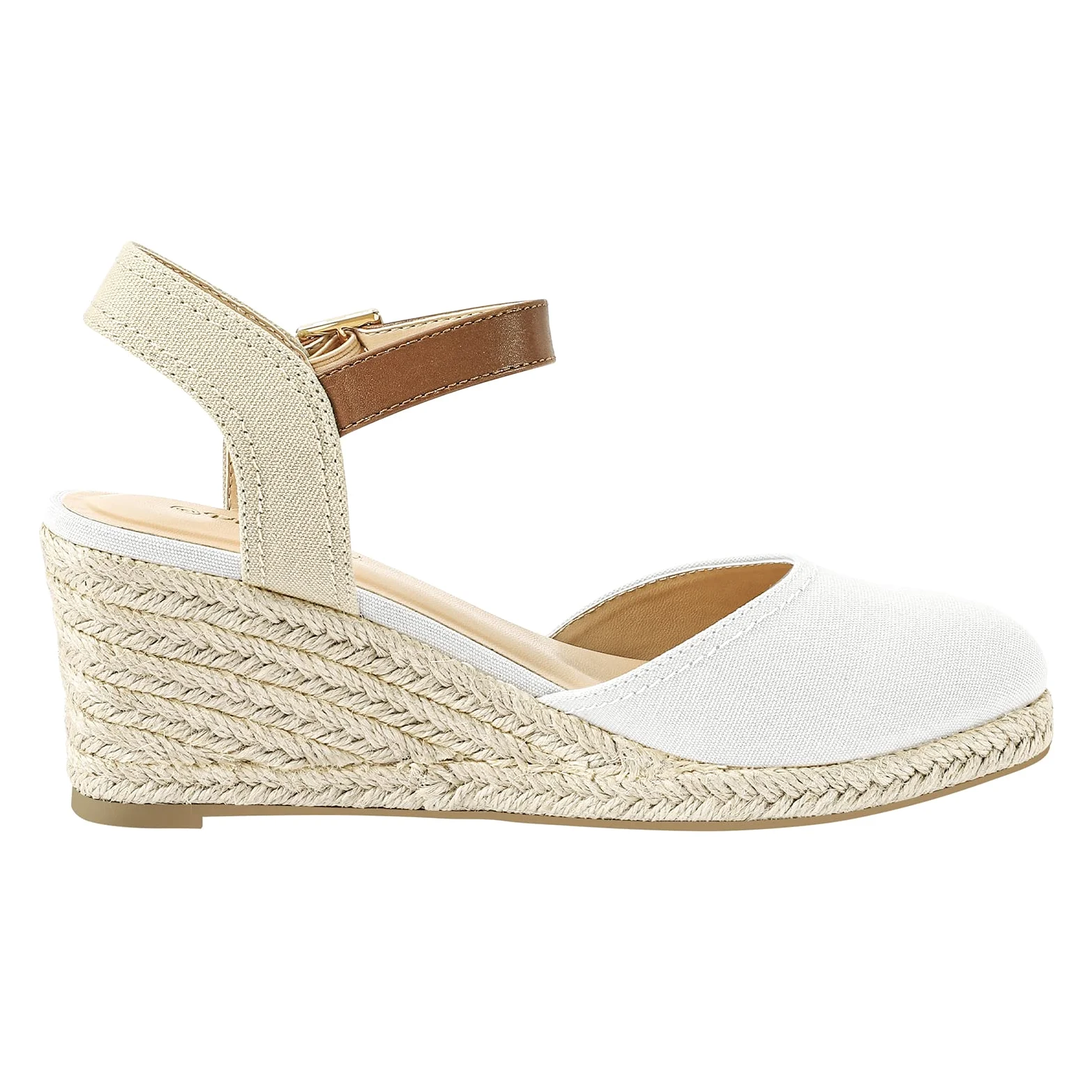 PIZZ ANNU Sandalias Mujer Verano Alpargatas con Cuñas de Esparto y Punta Cerrada Plataforma Espadrilles Zapatos Tacón Novia Boda Elegantes