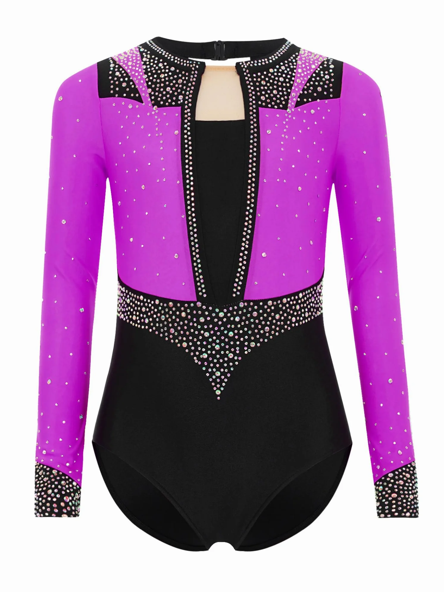 Piezas Traje Gimnasia Niñas Con Brillo Traje Entrenamiento Camiseta Manga Larga Patinaje Artístico Mono Baile