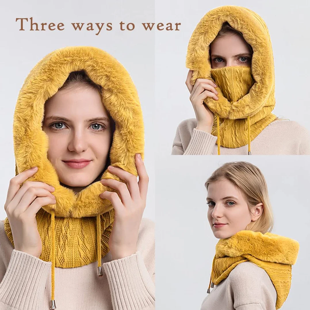 JFAN Gorro Invierno Mujer Térmico Pasamontañas Mujer Invierno Gorros Resistente Al Viento CáLido Y Suave Adecuado para Esquiar Ciclismo Talla única