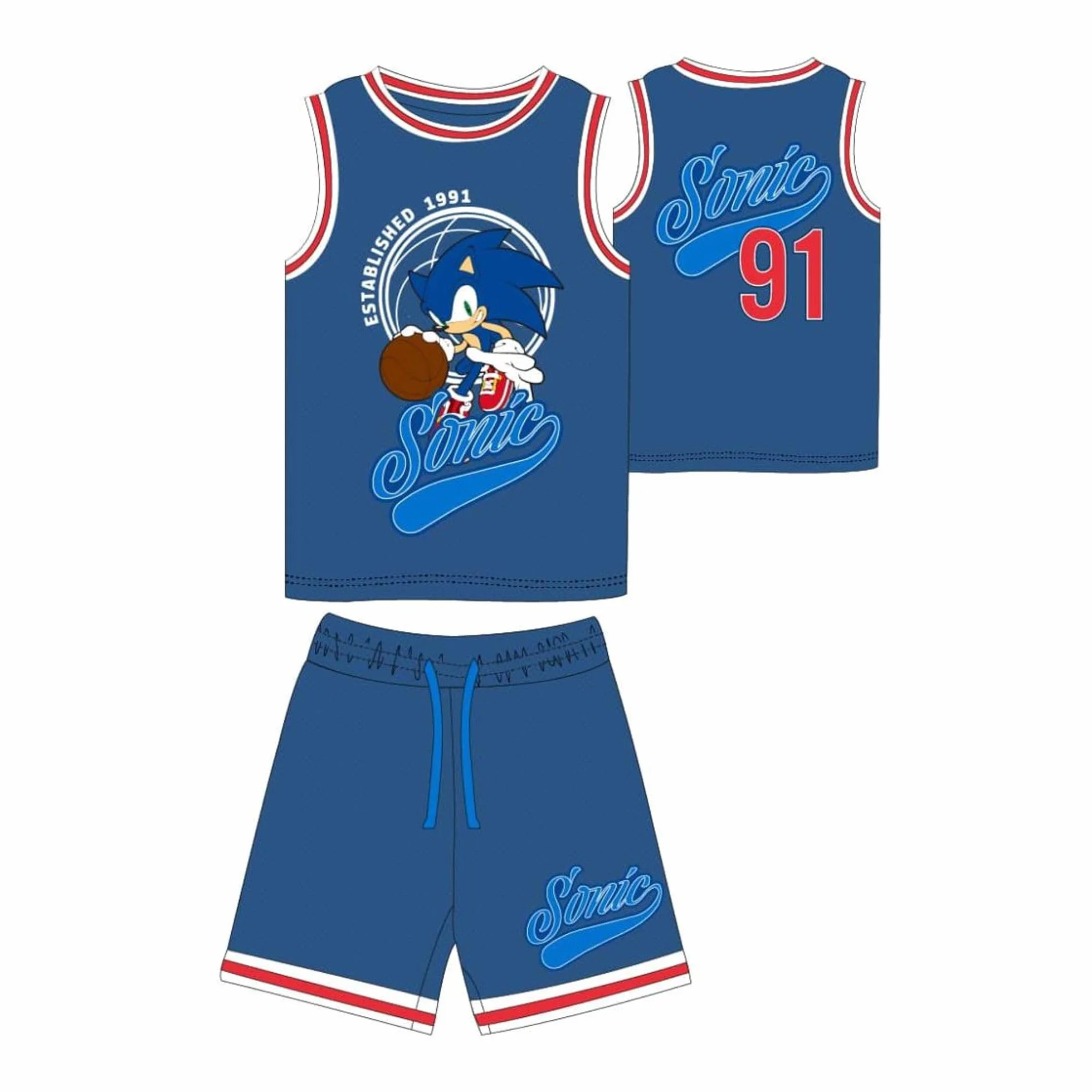 Conjunto 2 piezas deporte Sonic infantil unisex – Conjunto 2 piezas deporte con licencia Sonic para niños y niñas en cole, parque y ocio diario