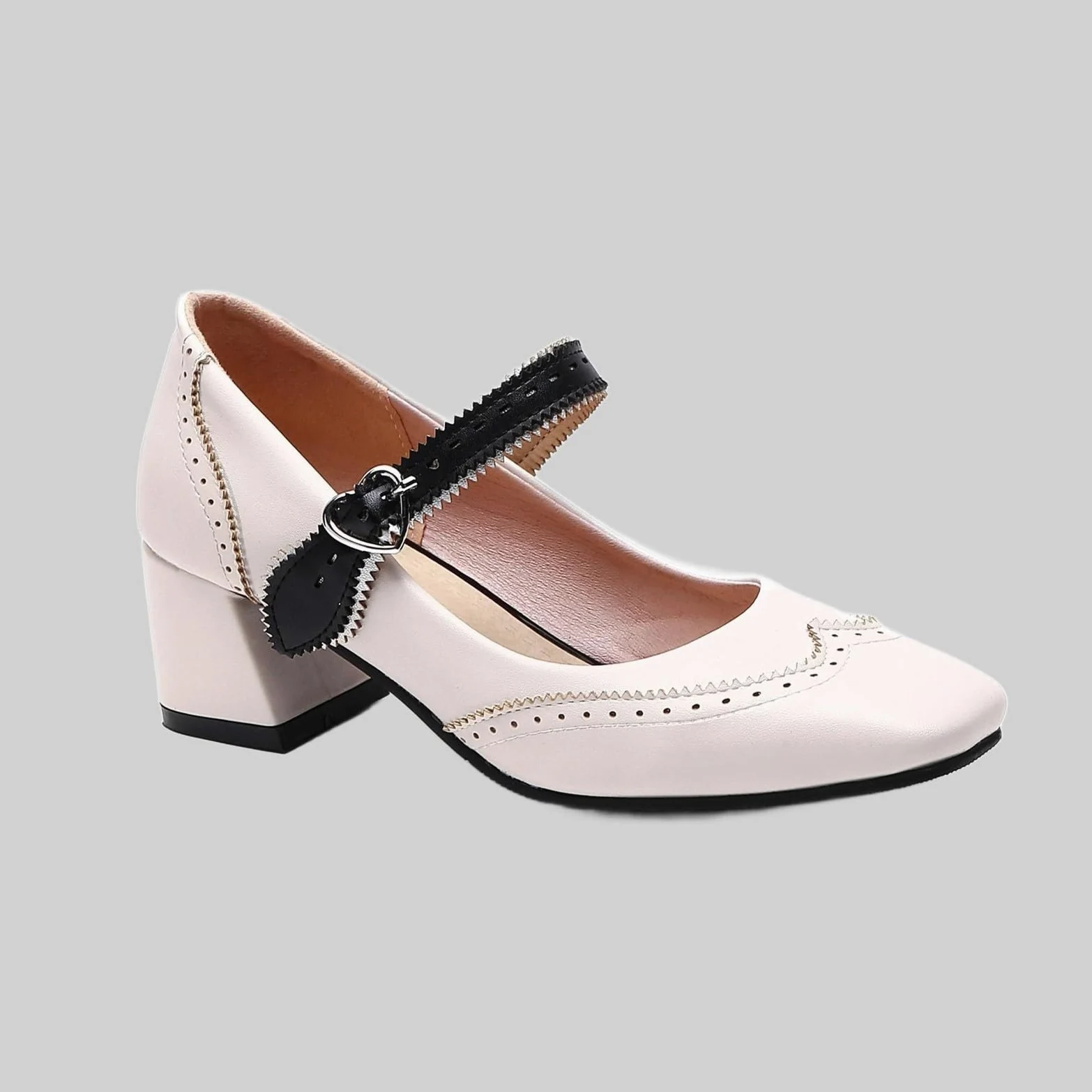 Mary Jane - Zapatos de tacón para mujer, clásicos, elegantes, de piel, con tacón, retro, cómodos,