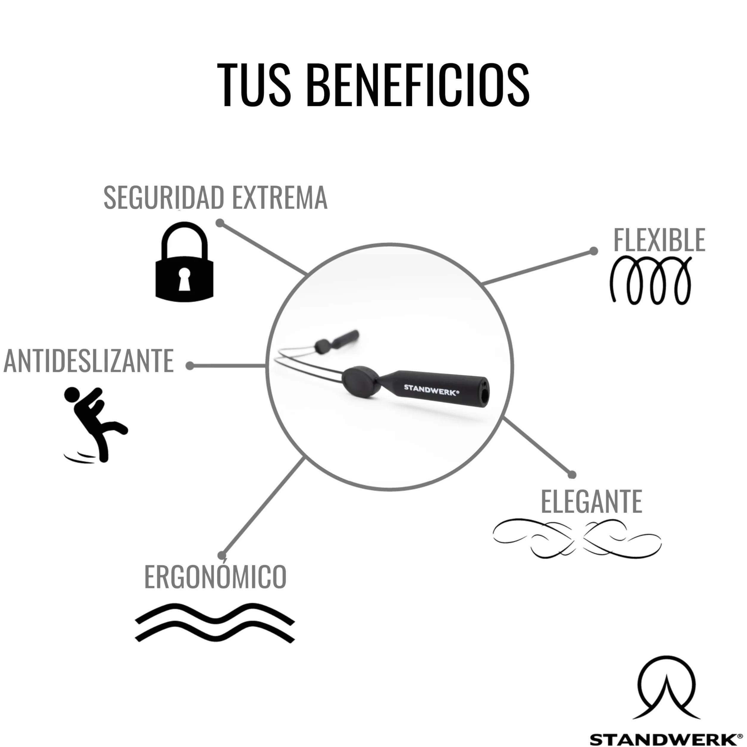 STANDWERK® Correa para gafas deportiva resistente al agua flexible para mujeres, niños, hombres