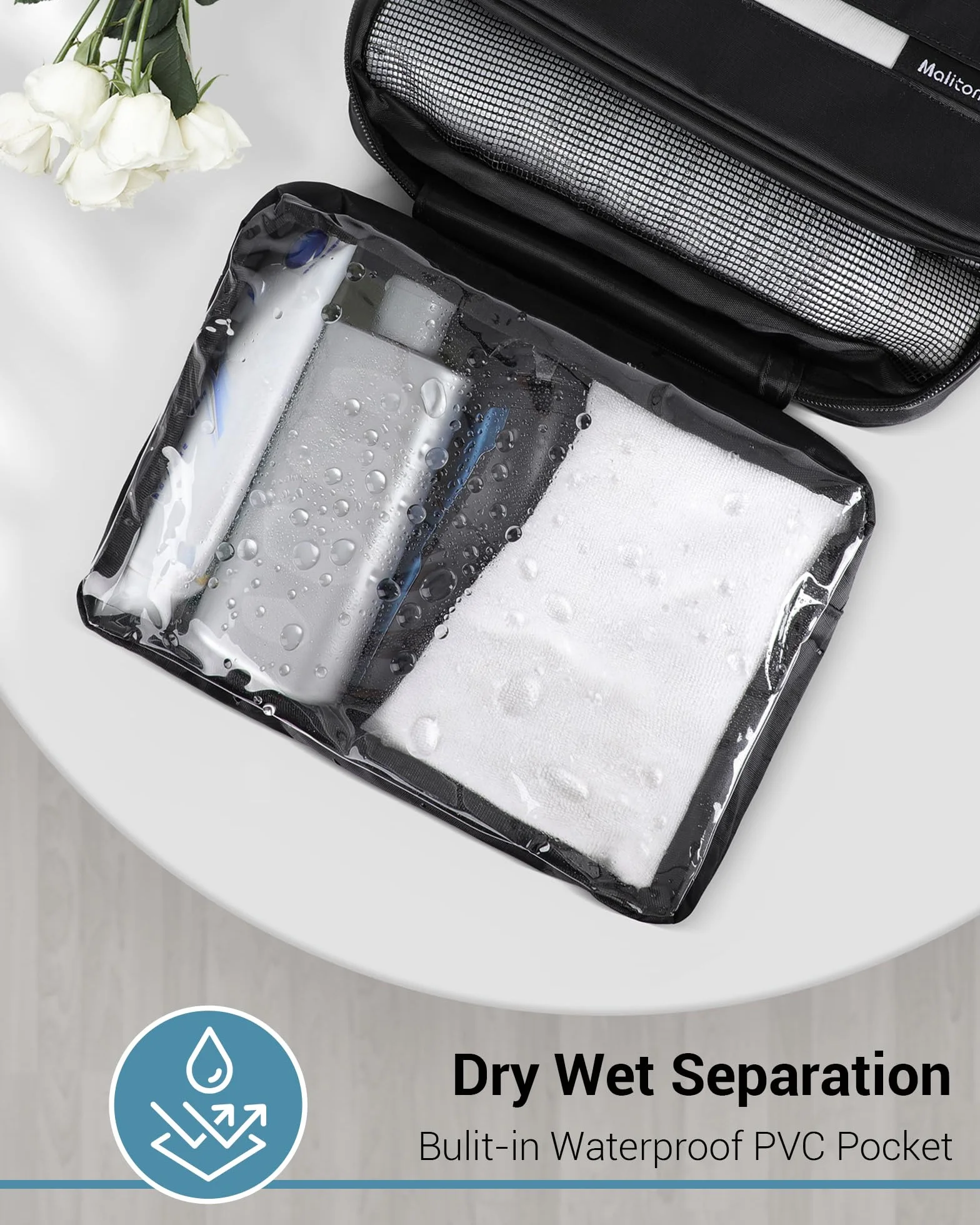 Maliton Neceser Viaje,Neceser Hombre Mujer,Impermeable De Gran Capacidad Neceser Maquillaje,con 4 Compartimentos Y Gancho Giratorio De 360°,para BañO Y Almacenamiento