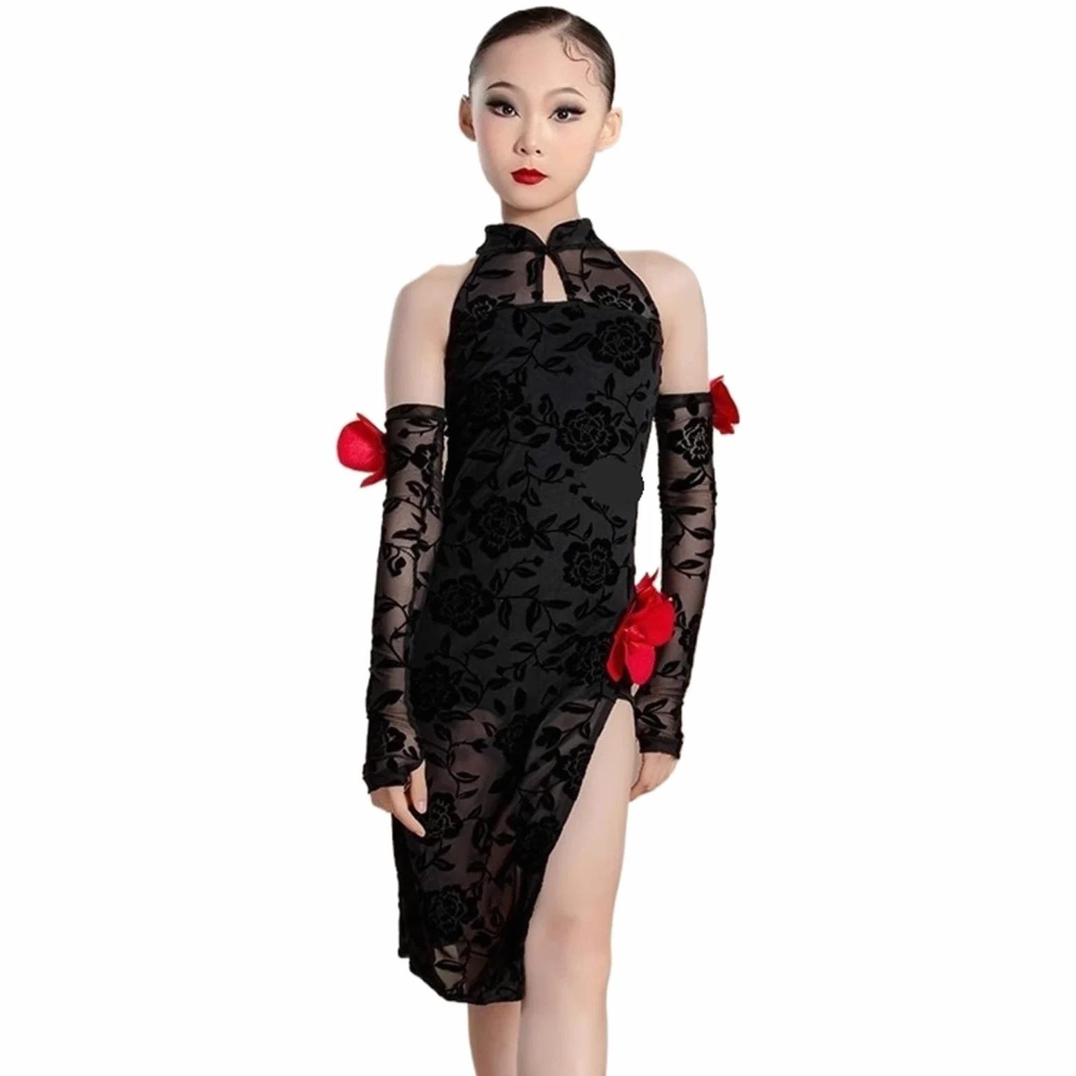 Reglamento de competición rendimiento traje entrenamiento baile latino for niñas. Vestido Ropa adecuada para patinaje latino y artístico