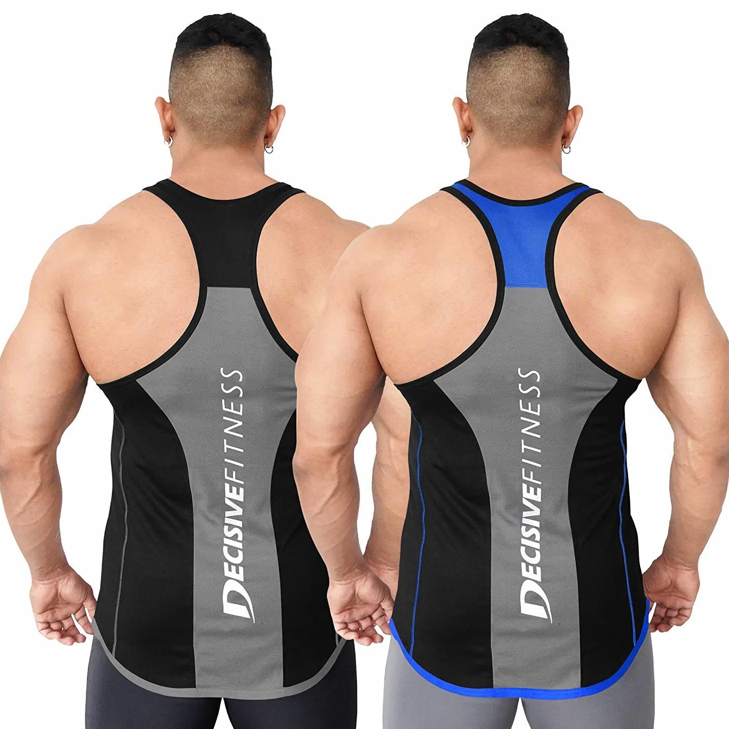 DECISIVE Sando - Camiseta de tirantes para hombre, ajuste delgado, 3 tonos, paquete combinado
