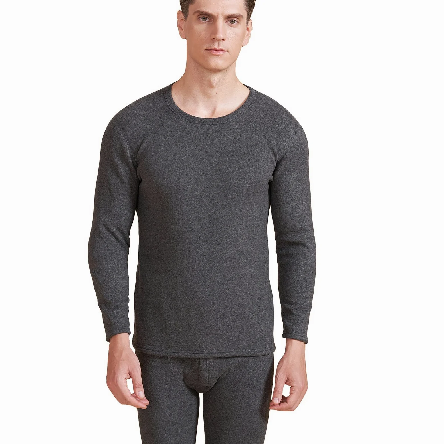 WHSPORT Ropa Interior Térmica Hombre, Conjuntos Térmicos, Camiseta Térmica Hombres Manga Larga Pantalones para Esquí, Running (Color : Gray, Size : XXL)