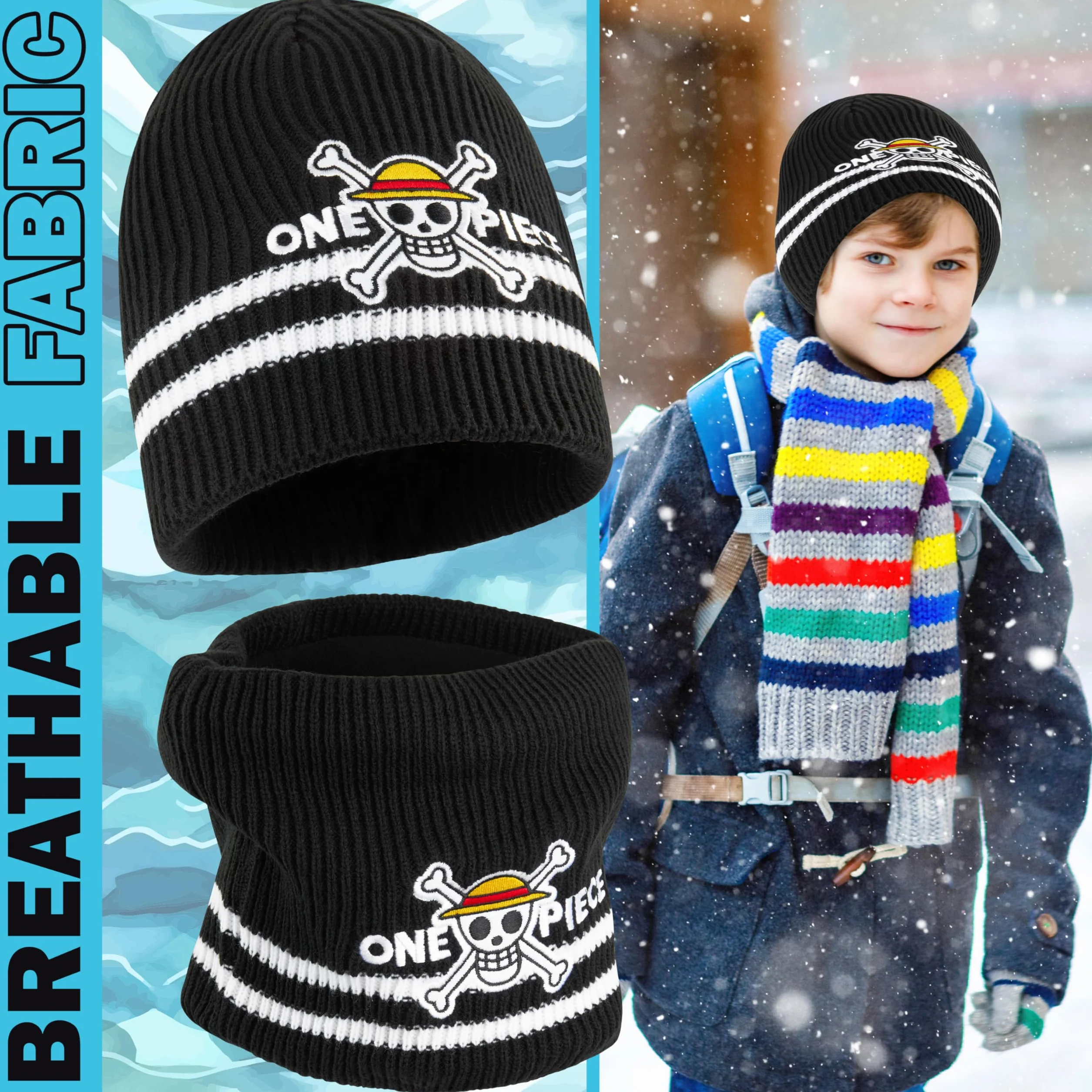 Get Trend Gorro Invierno e Cuello Niño, 2Pcs Conjunto para Niños Adolescentes, Accesorios de Invierno, Regalos de Anime