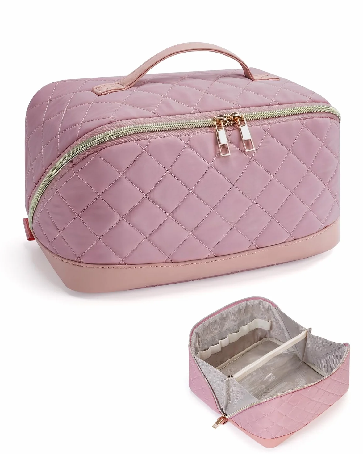 Wandering Nature Neceser Mujer Grande Maquillaje Impermeable – Bolsa de Cosméticos de Viaje con Separador Transparente, Múltiples Compartimentos y Asa – Organizador de Belleza Ideal para Regalar