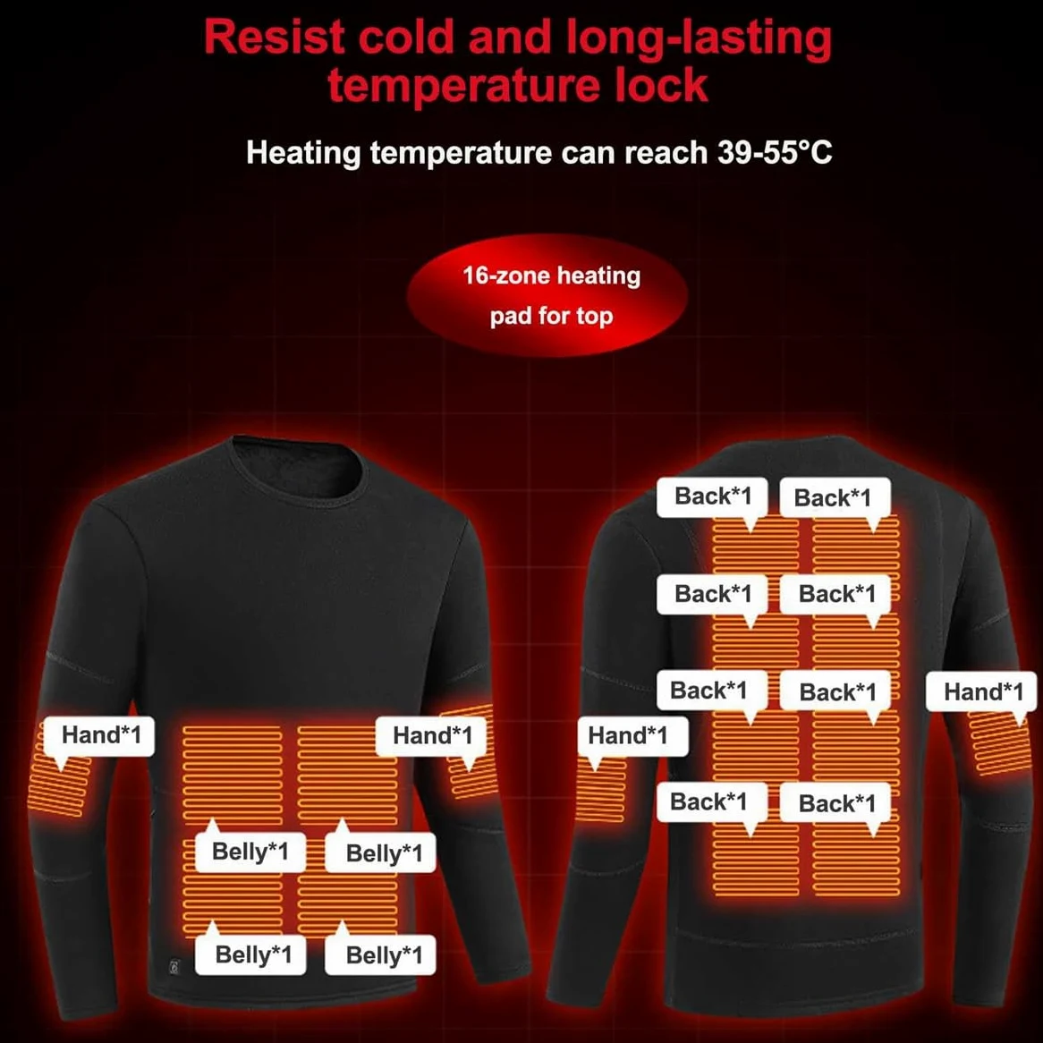Conjunto de Ropa Interior térmica para Hombre con batería Externa, 28 Zonas de Calentamiento, Ideal para Caza y Pesca.