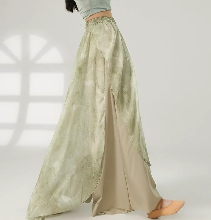 Pantalones de Baile Culottes Sueltos Pierna Ancha Ropa de Escenario for Mujer