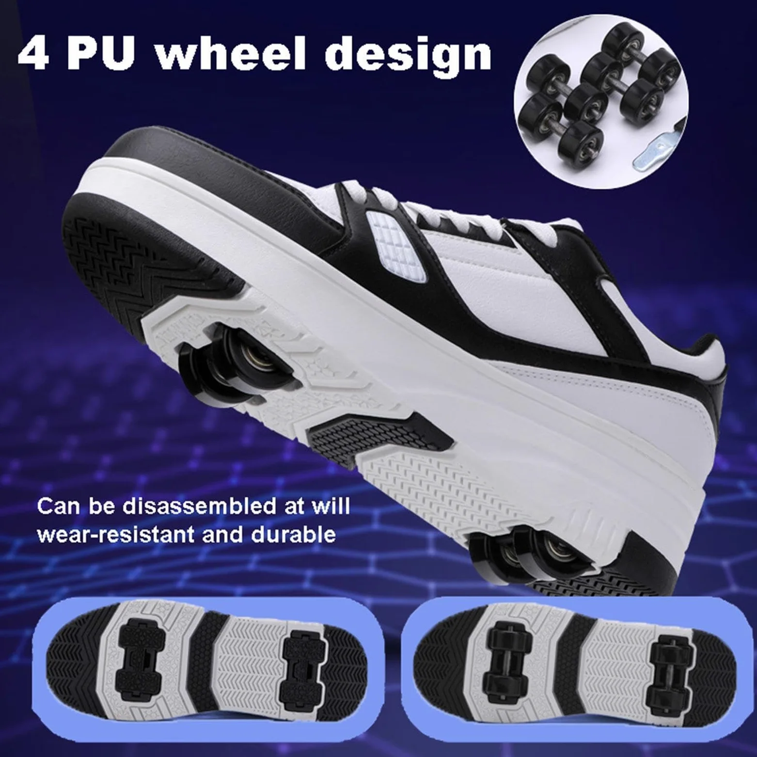 Zapatos con ruedas para niños 4 ruedas patines skate zapatillas deportivas niños niñas 2 en 1 patines multifuncionales zapatillas de correr al aire libre