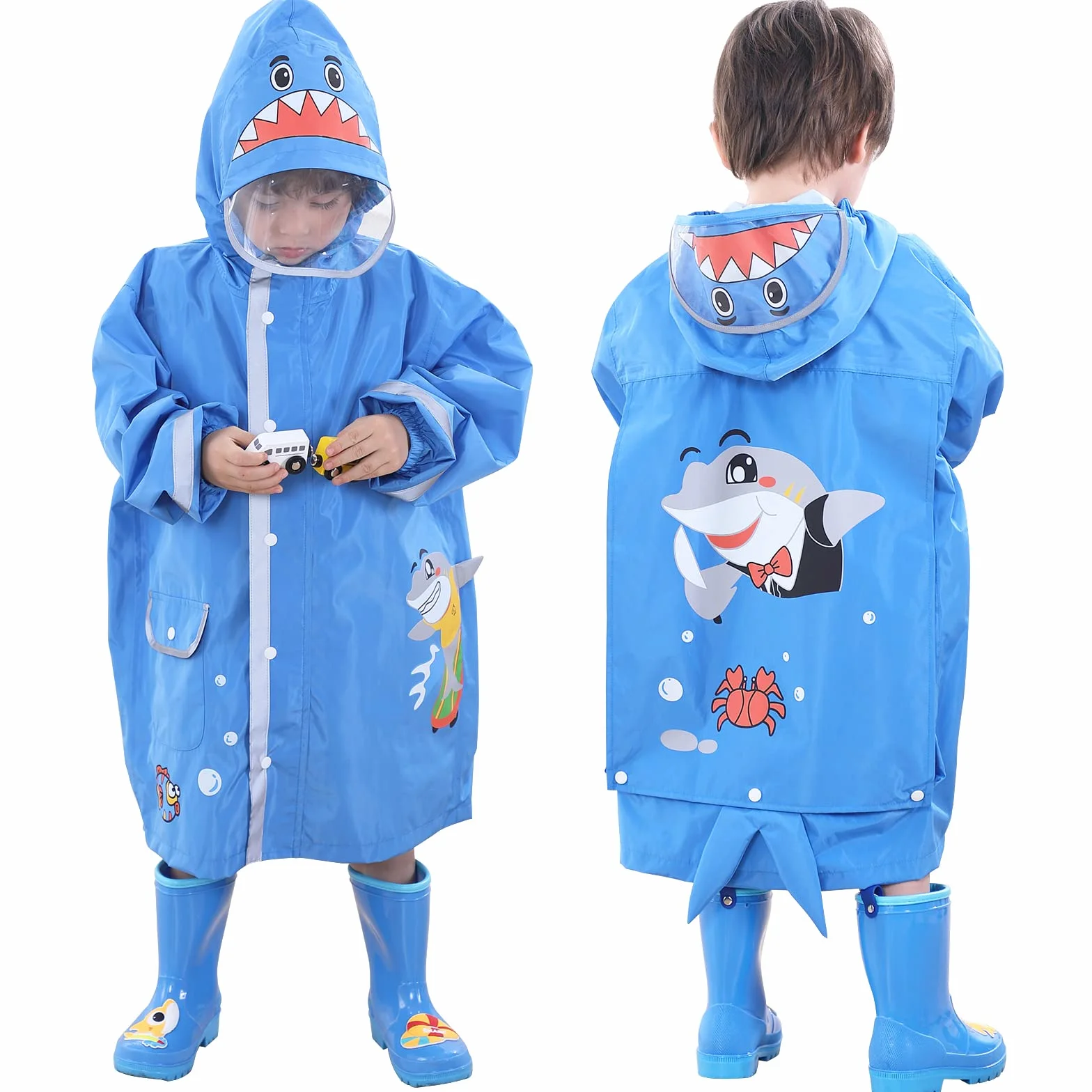 Poncho de Lluvia para Niñas y Niños - Chubasquero Ligero Impermeable Reutilizable Traje de Lluvia Respirable Portátil Ropa Impermeable 2-10 Años