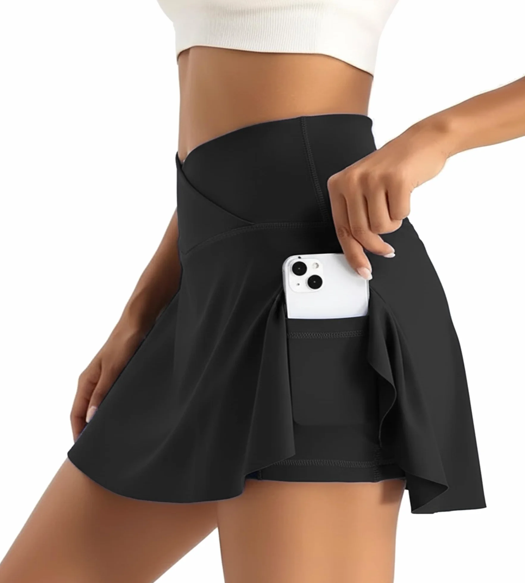Faldas de Tenis para Mujer Cintura en V Falda Deportiva con Bolsillos Mini Falda Pantalón de Golf Plisada Mini Skirt para Correr Fitness Yoga Ciclismo Senderismo