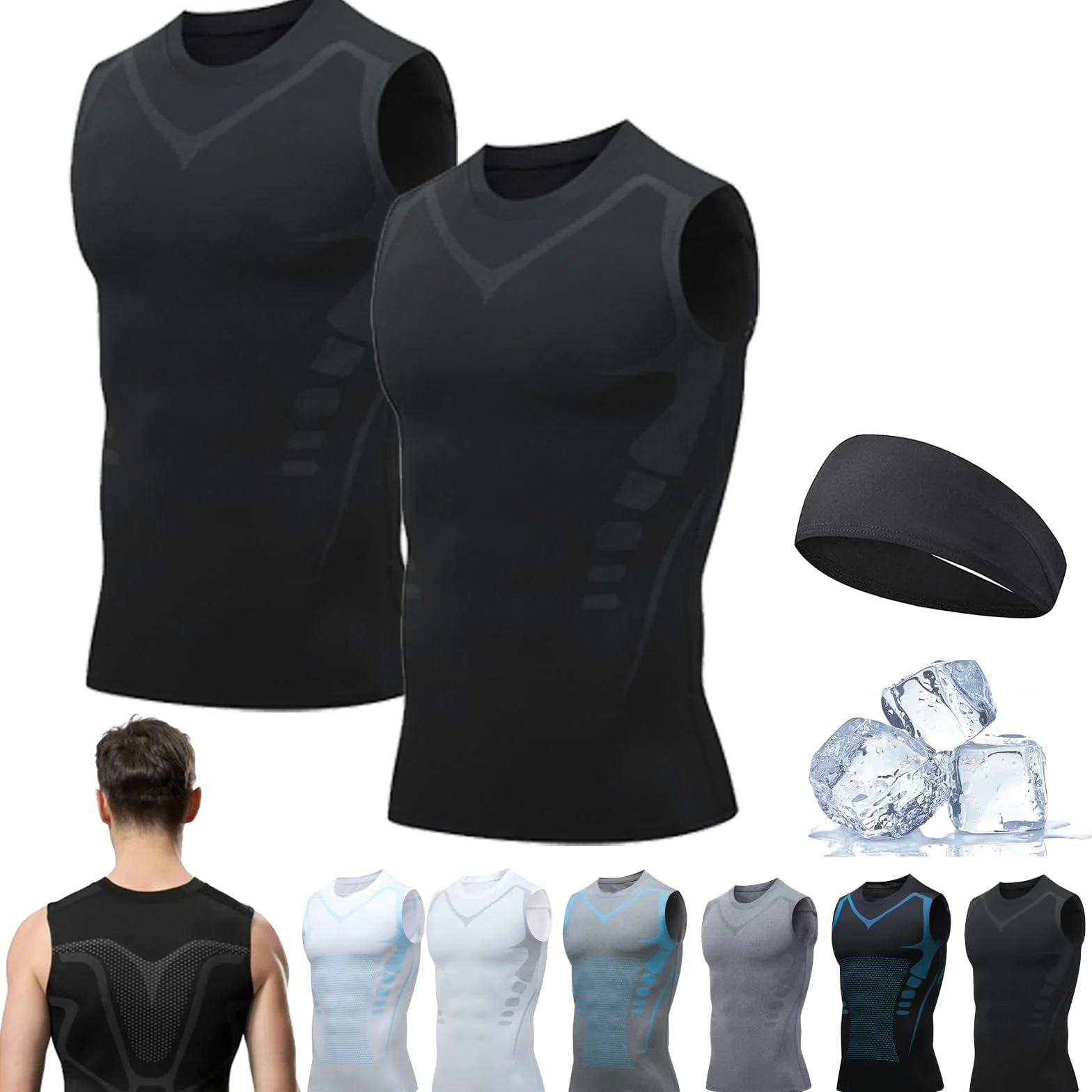 Duneva Vital Vest, Vital Vest Chaleco adelgazante, Vitalvest, Body Shaper Hombre Ionic Shaping Camiseta sin mangas