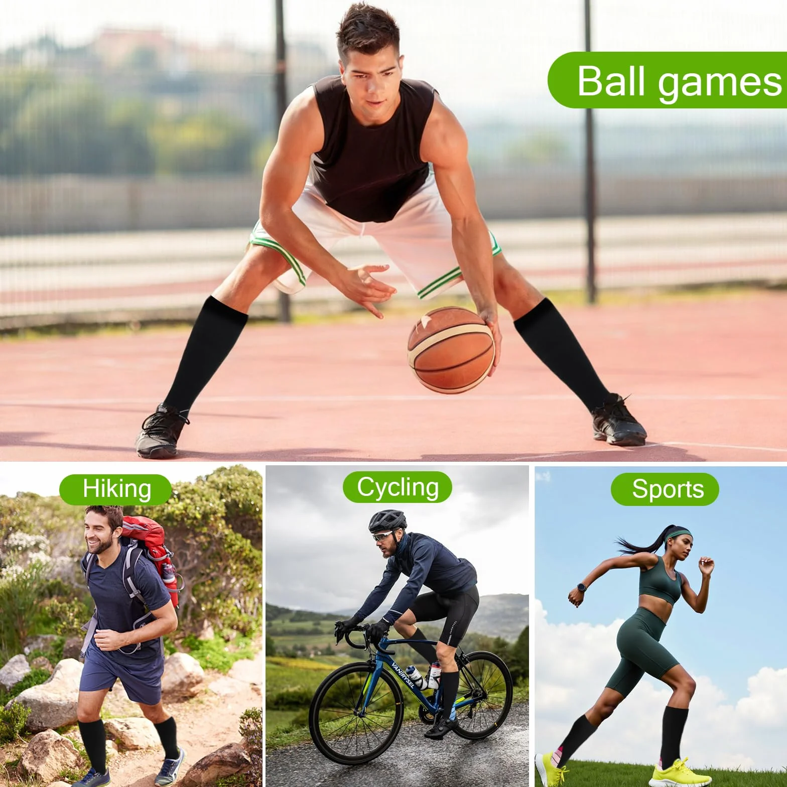 Medias de Compresión para Mujer y Hombre, Calcetines de Compresión para Varices, 6 Pares