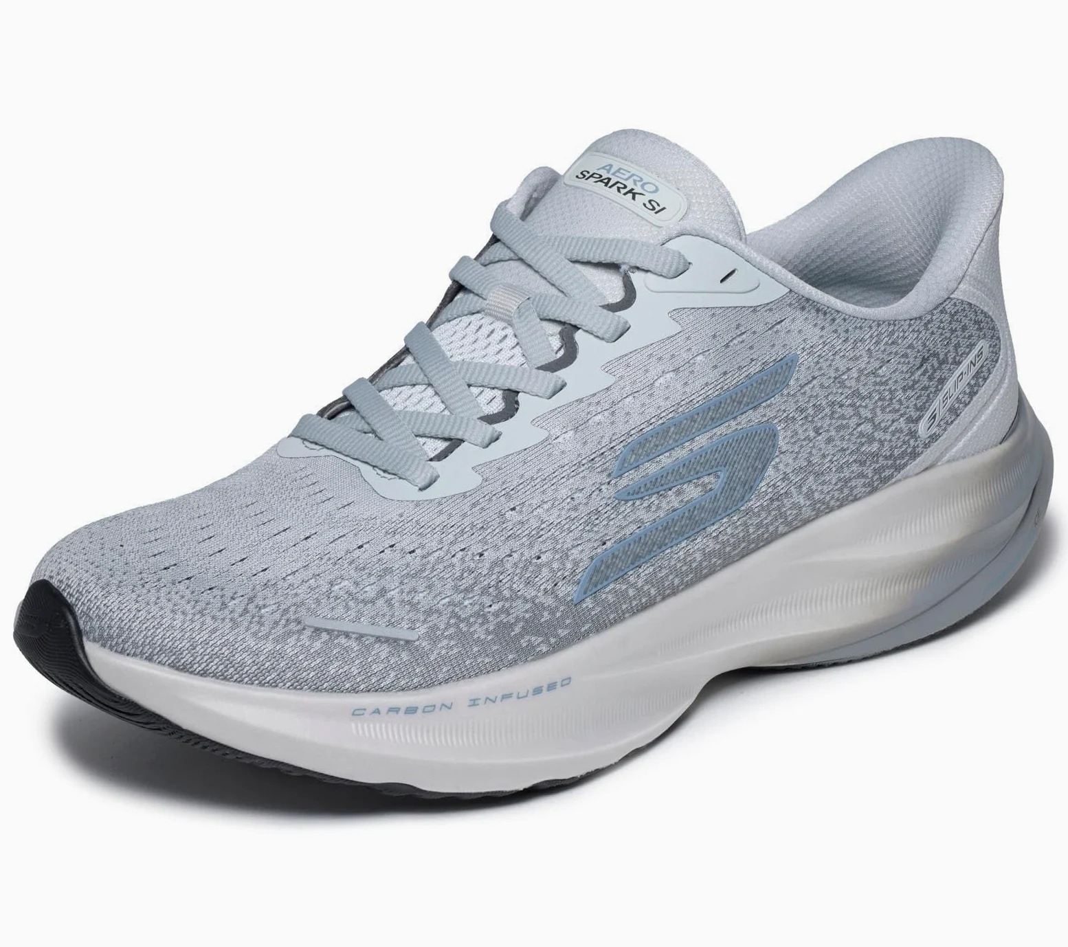 Skechers Aero Spark Slip Ins - Tenis de Correr para Hombre, Gris Textil con Ribete de carbón, 40 EU
