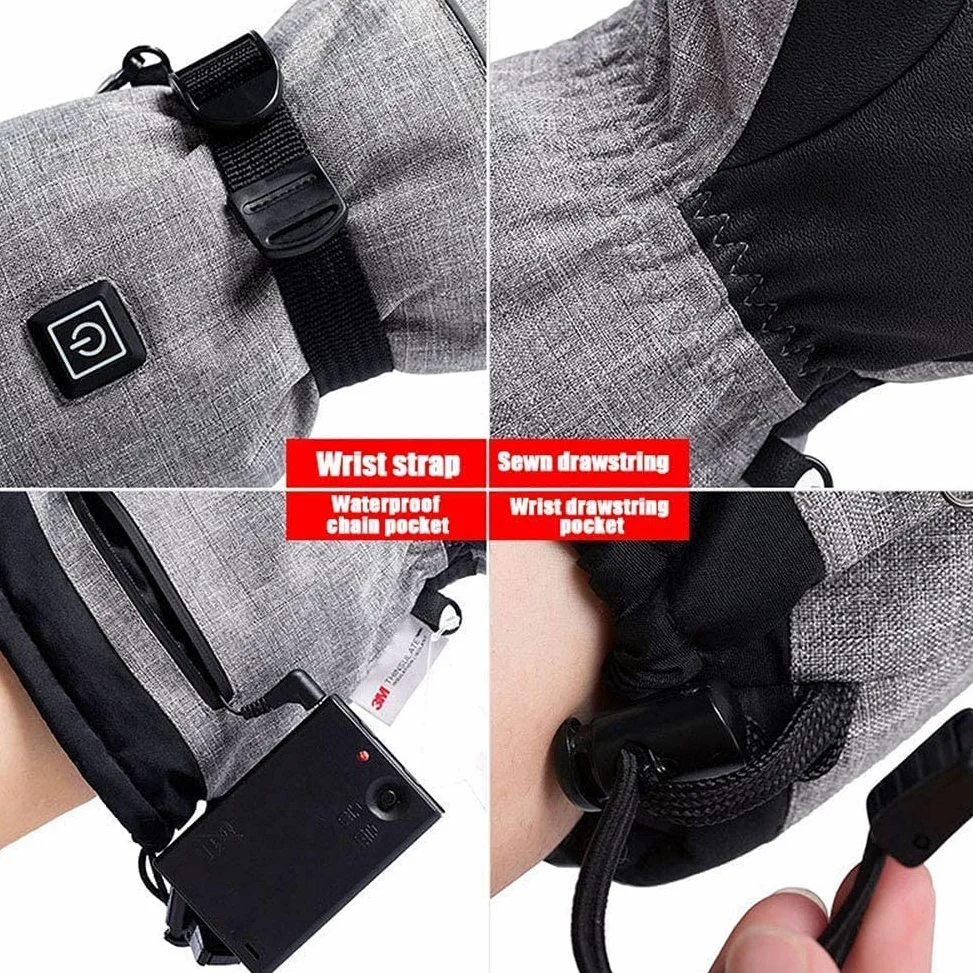 Guantes térmicos Guantes térmicos de Invierno Guantes a Prueba de Viento para Hombres y Mujeres Ciclismo al Aire Libre Motocicleta Camping, 3 Niveles de Control de Temperatura