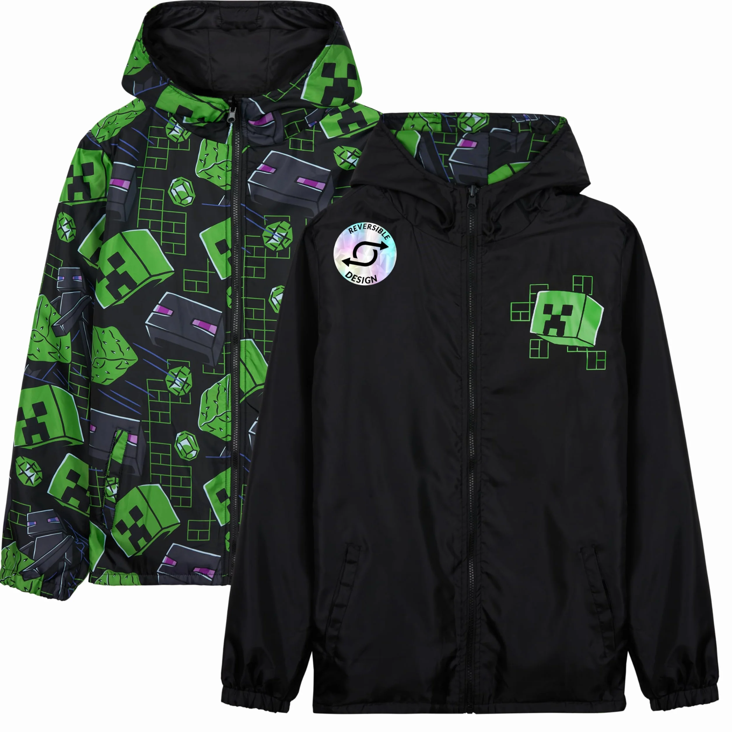 Chaqueta Impermeable con Capucha Chubasquero Niño Fortnite Minecraft Pokemon
