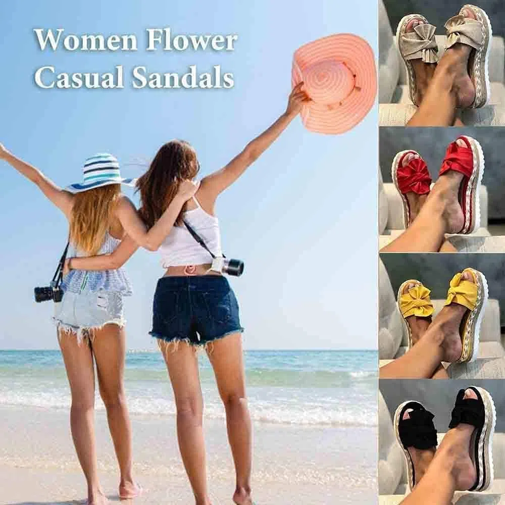 YHQZNLXQ Sandalias cómodas con Plataforma para Mujer, Sandalias con Lazo de Verano, Puntera Abierta, cómodas, Transpirables, Antideslizantes, Alpargatas de Playa, 07,40