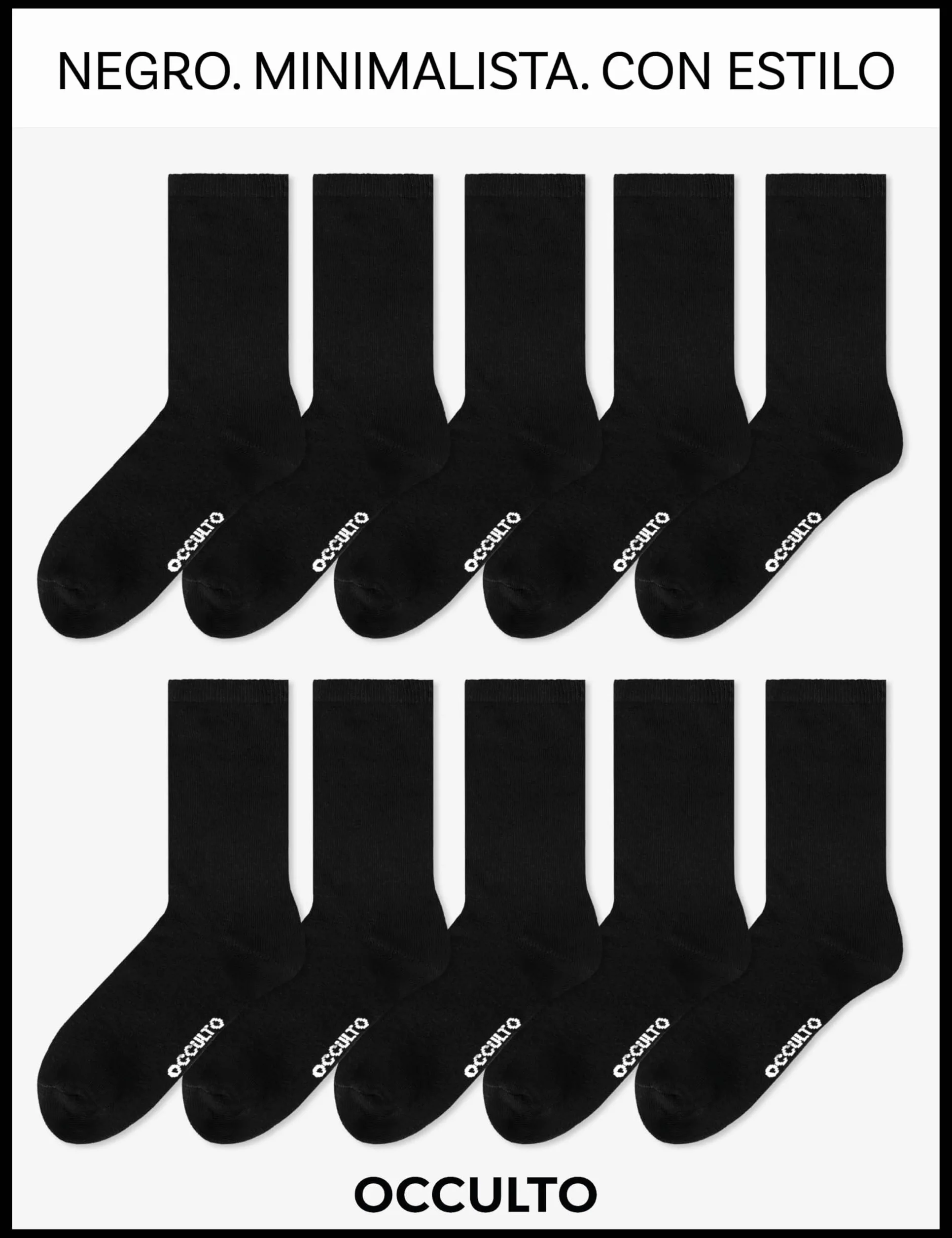 Occulto CALCETINES NEGROS para HOMBRE (10-30 PARES), PACK CALCETINES HOMBRE de ALGODON