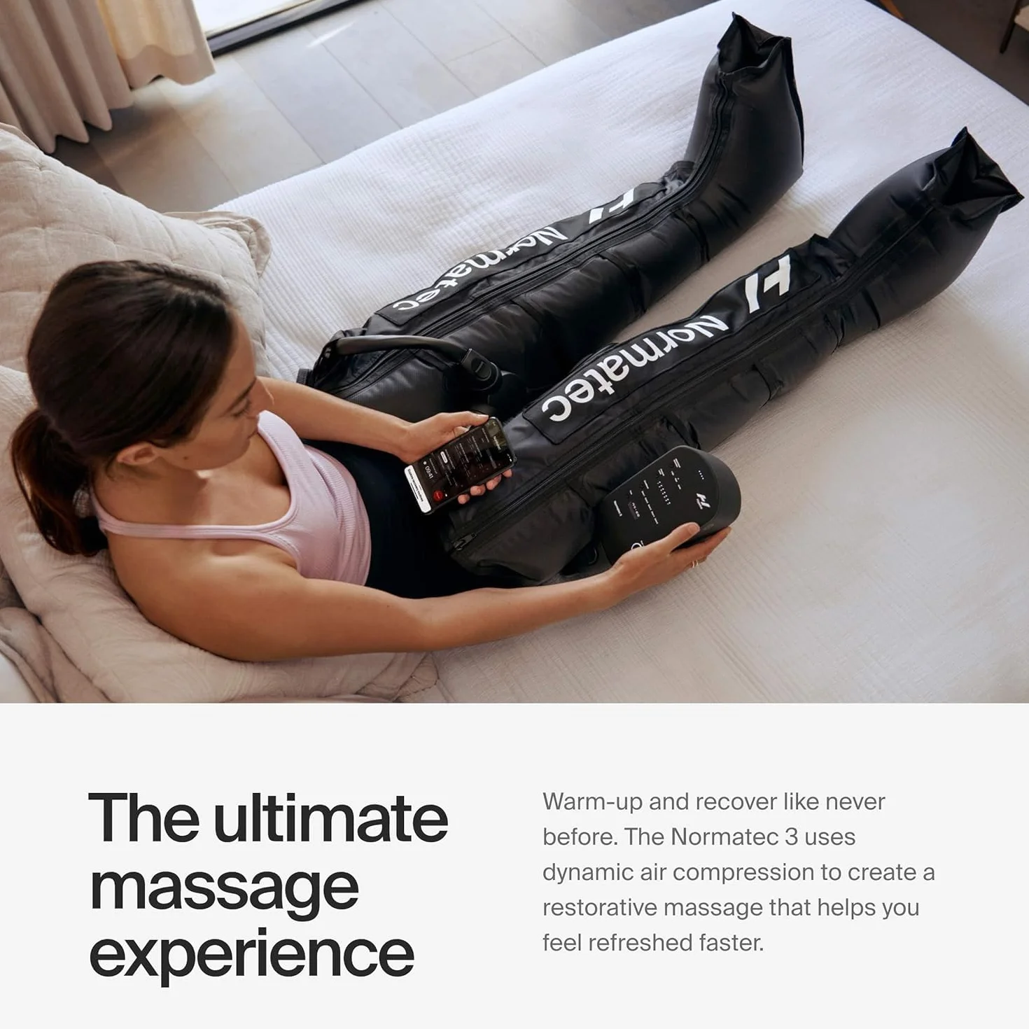 Hyperice Normatec 3 - Sistema de recuperación con tecnología patentada de masaje de compresión dinámica (Normatec 3 patas de tamaño estándar)