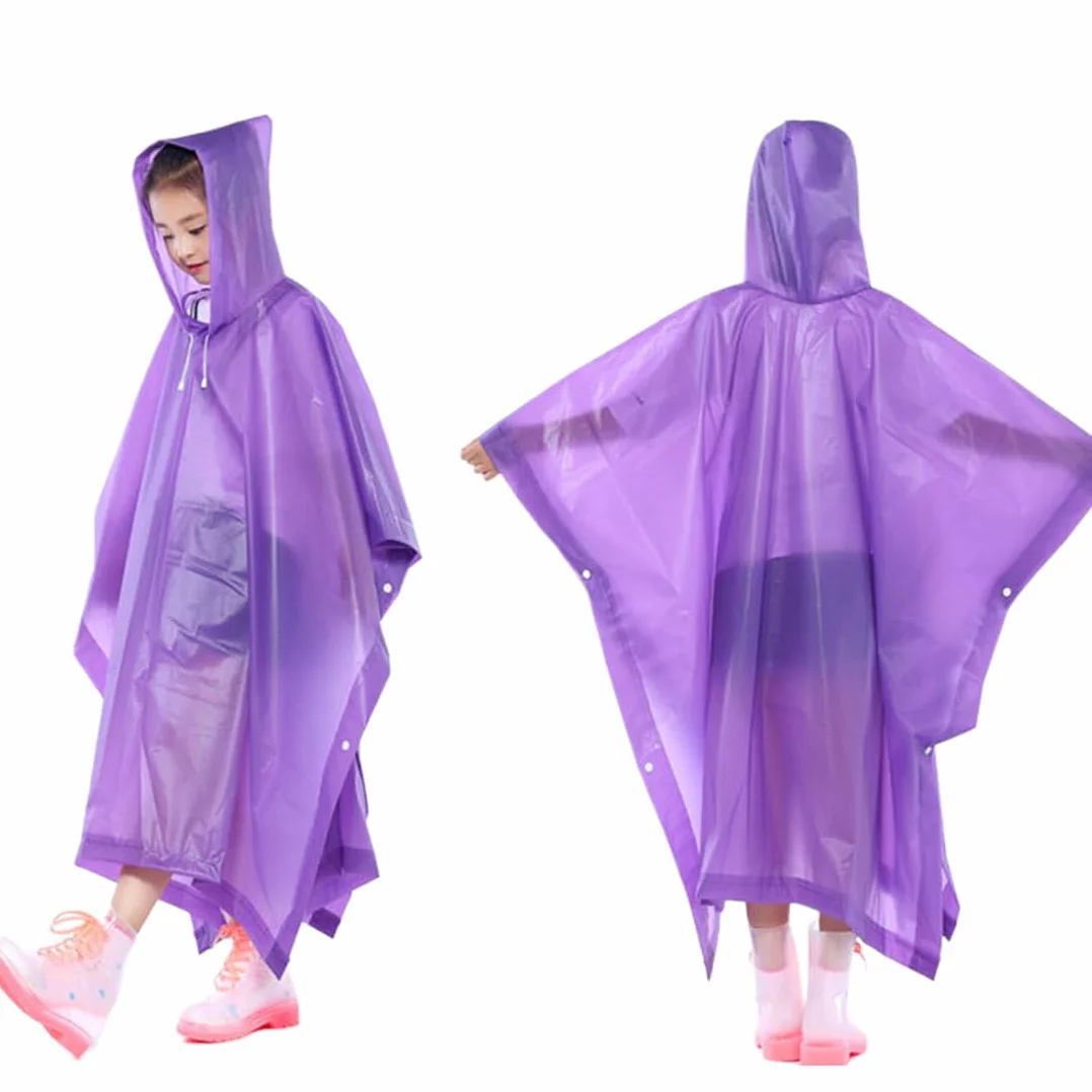 Poncho de Lluvia para Niños, Impermeable de Eva Reutilizable, Capa de Lluvia Transparente Plegable, para Viajes Escolares, Senderismo, Ciclismo Al Aire Libre