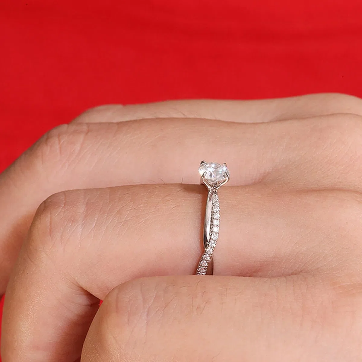 Anillos de boda de oro de 14 K/18 quilates para mujer, corte redondo, elegante, 0.5 quilates, anillo de compromiso de diamante cultivado en laboratorio para ella