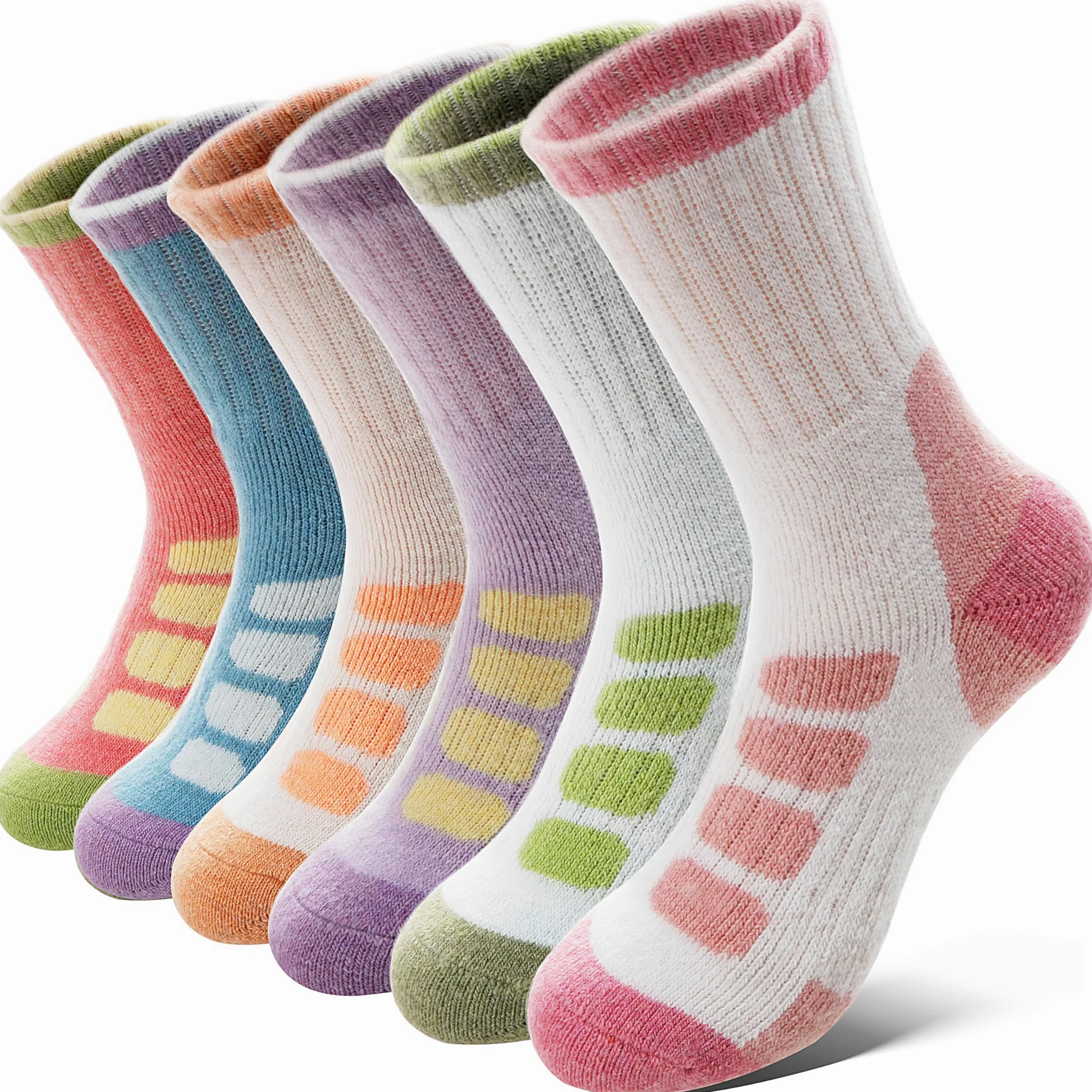 Anlisim Calcetines de senderismo de lana merino para niños y niñas, térmicos, cálidos, para invierno, calcetines gruesos para regalo, 6 pares