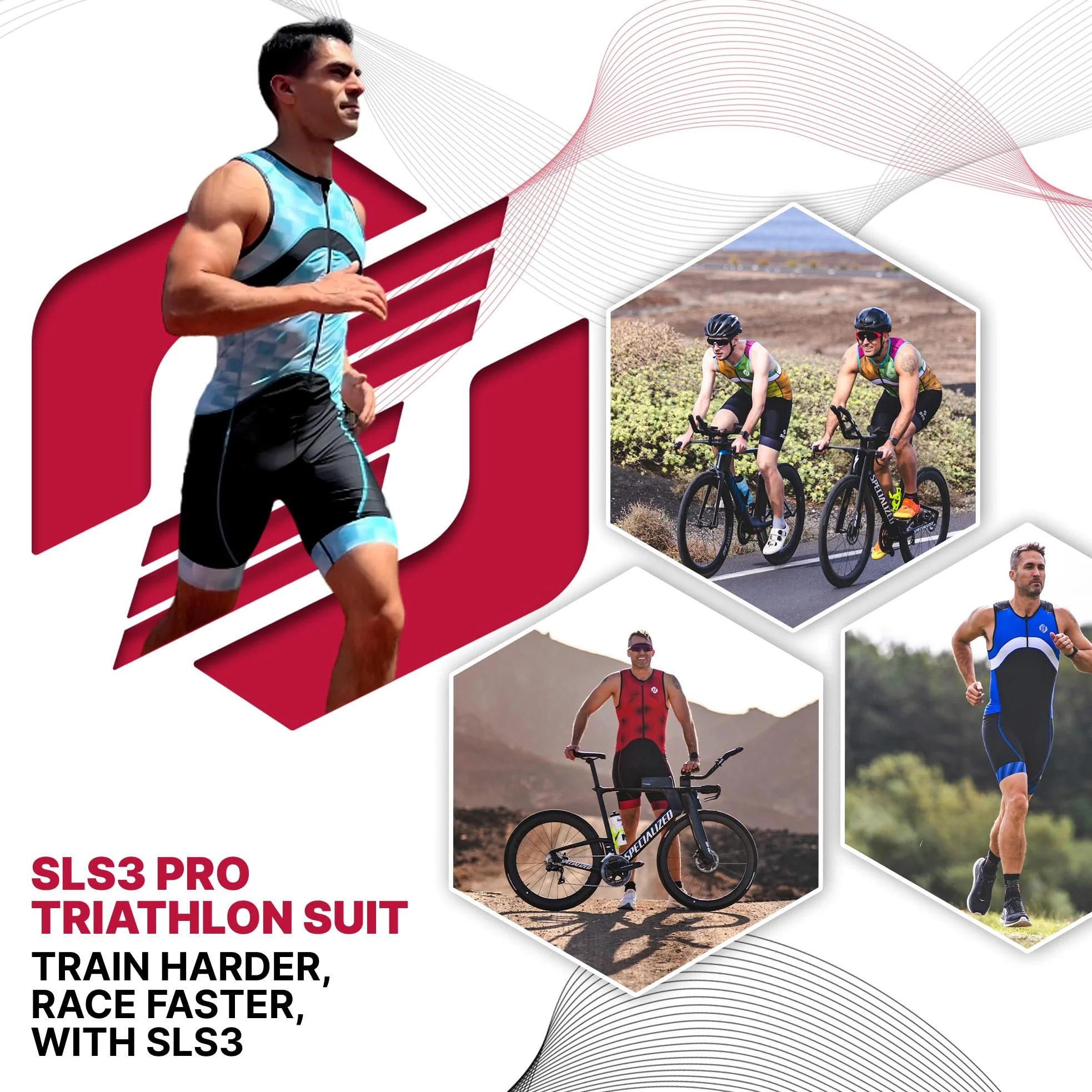 SLS3 Pro Traje de Triatlón para Hombre - Tri Suit Sin Mangas FX - Traje de Triatlón Acolchado - Secado Rápido (Green Gradient, L)