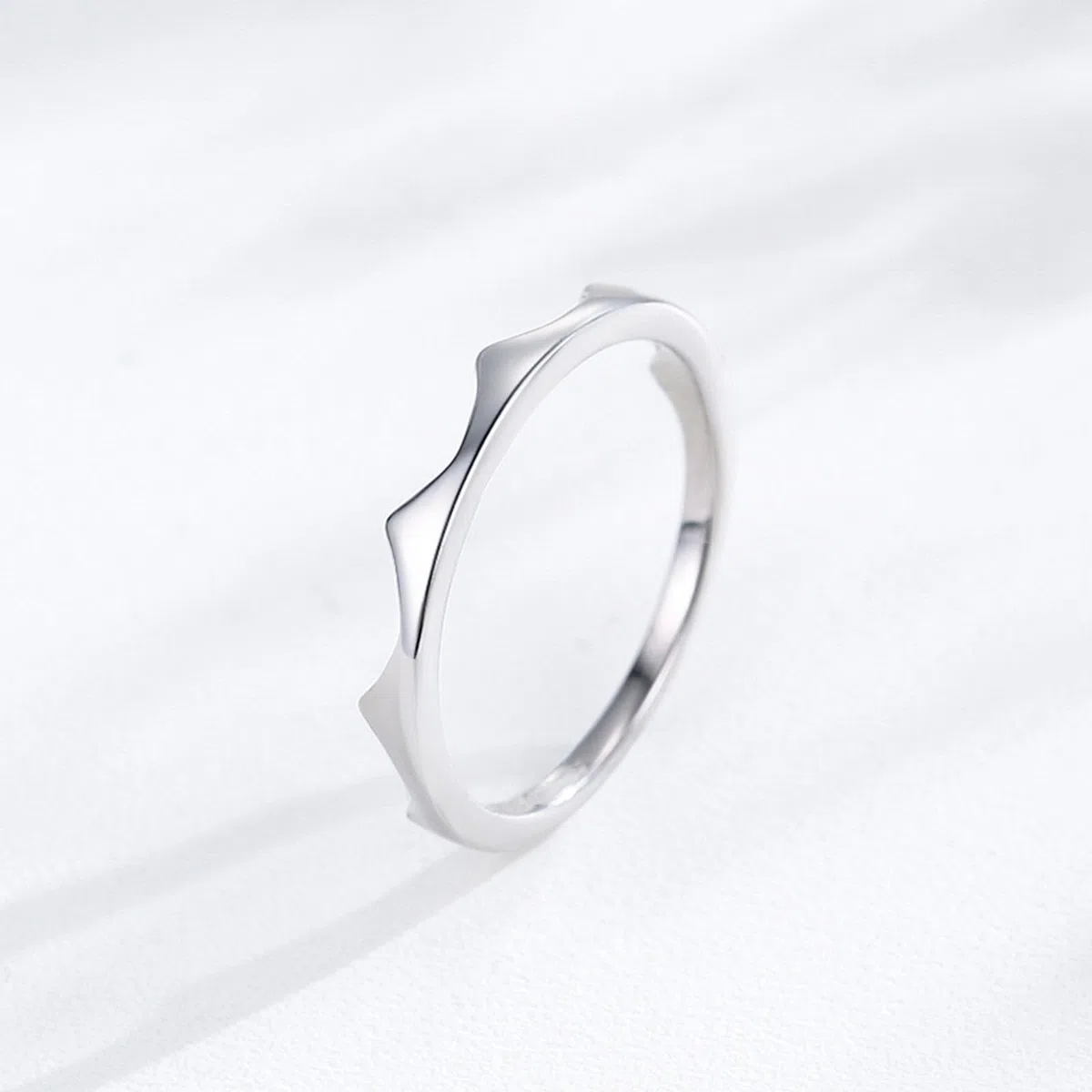 Crown - Anillo de platino para mujer, sin piedras preciosas, estilo ondulado, anillos de platino para compromiso, oro blanco 9/14/18 quilates y PT950 | Talla H 1/2-V 1/2