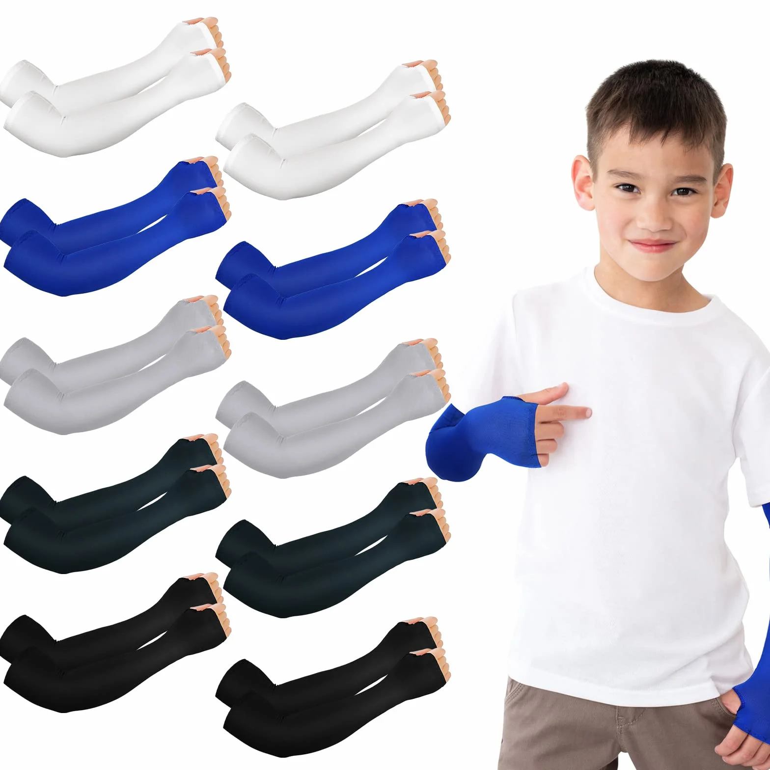 Mepase 10 pares mangas de brazo para niños, compresión, protección solar UV, enfriamiento deportes