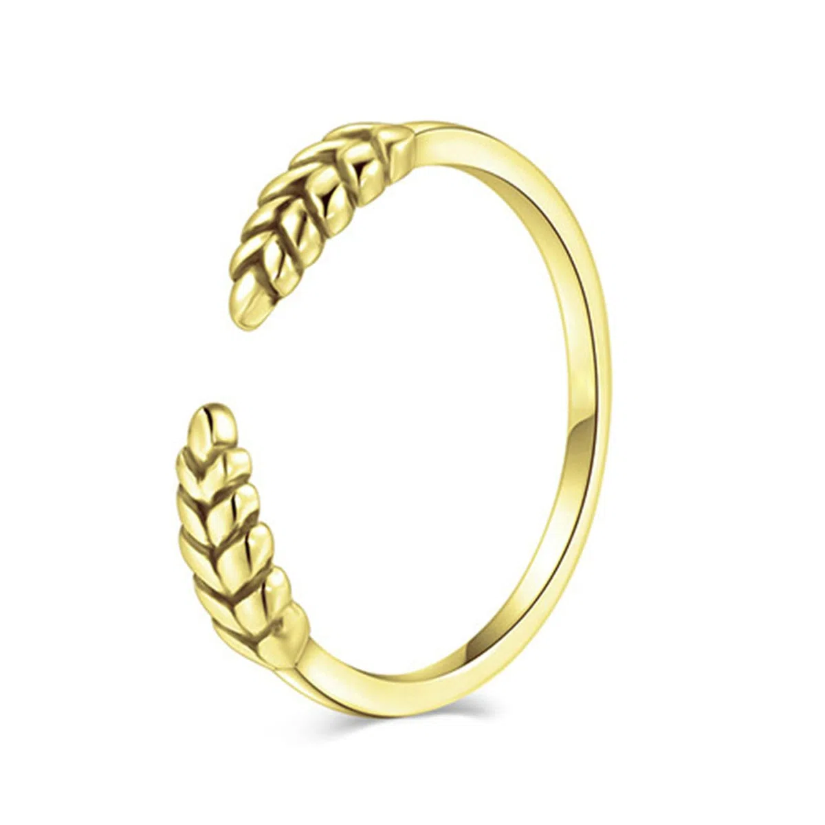Anillos de boda para mujer, anillo de compromiso de oro amarillo de 18 quilates, diseño sencillo, ajustable, abierto con hoja, alianzas de boda de oro amarillo para mamá, novia, novia