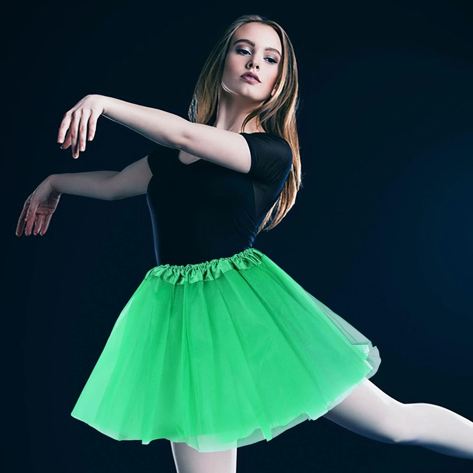 2 Piezas De Falda De Malla Verde, Falda Esponjosa Para Niños, Cómodo Y Suave, Tutú De Ballet De Rendimiento De Niñas, Disfraz Clásico.