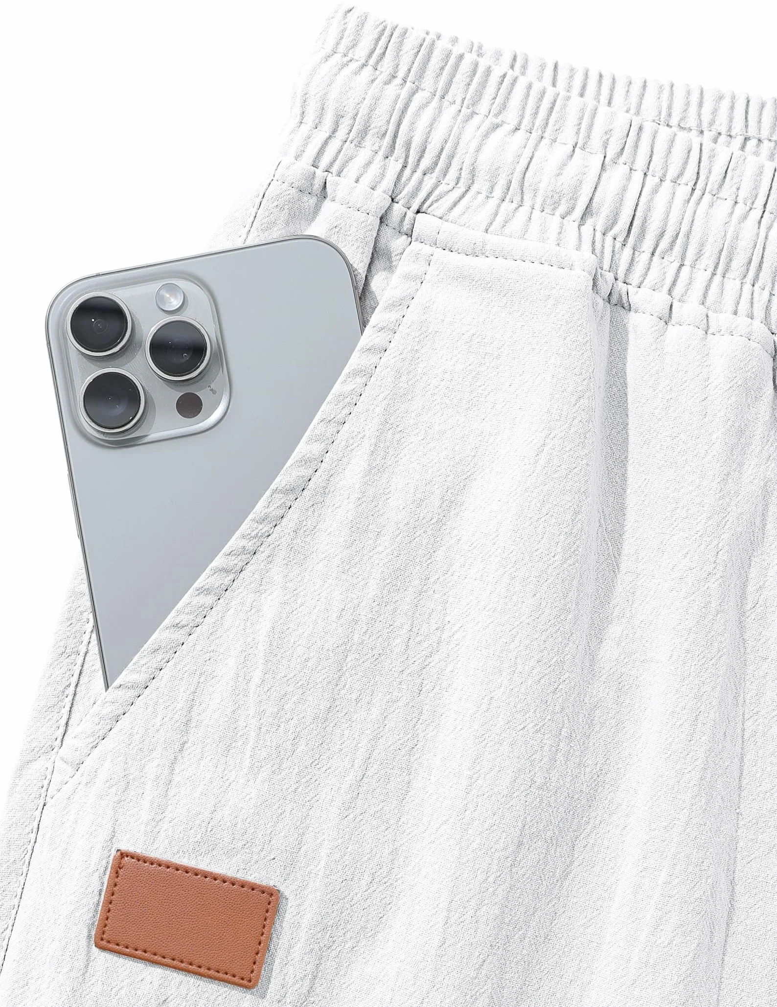 TARAINYA Pantalón Lino Hombre en Mezcla de Algodón y Lino con Cordón Ajustable y Bolsillos Ideal para Practicar Yoga y para la Playa